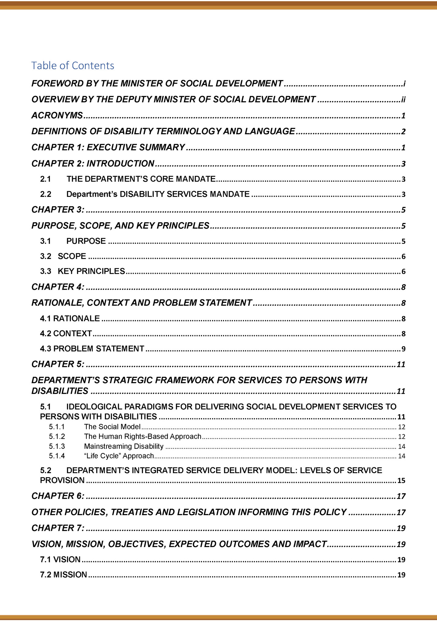 Table of Contents