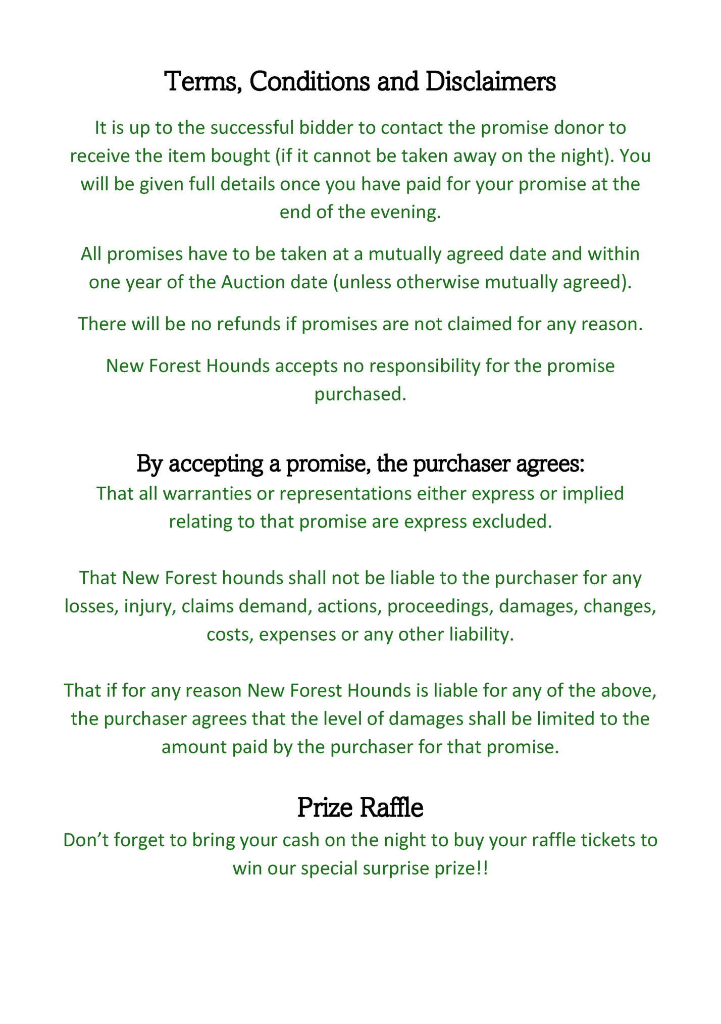 Terms, Conditions and Disclaimers