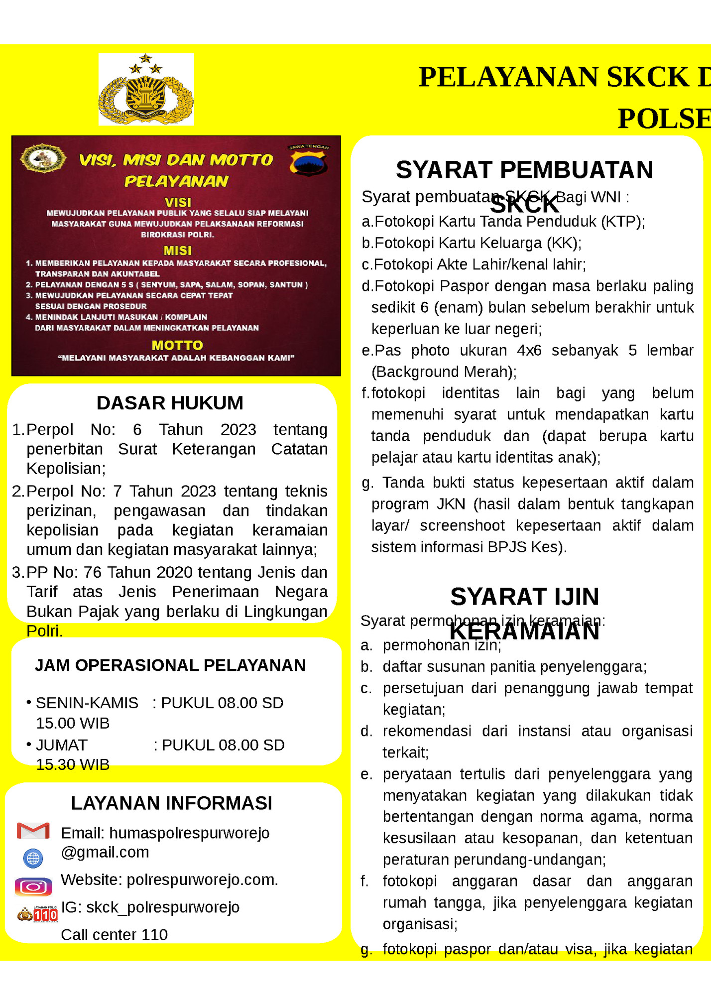 PELAYANAN SKCK DAN IJIN KERAMAIAN