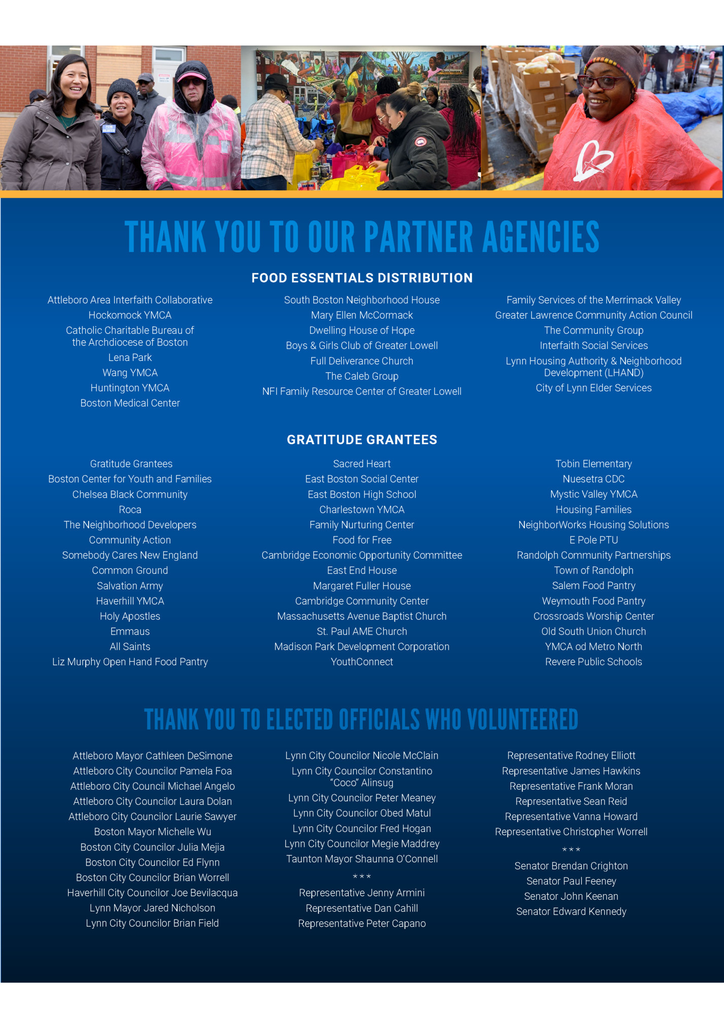 THANK YOU TO OUR PARTNER AGENCIES