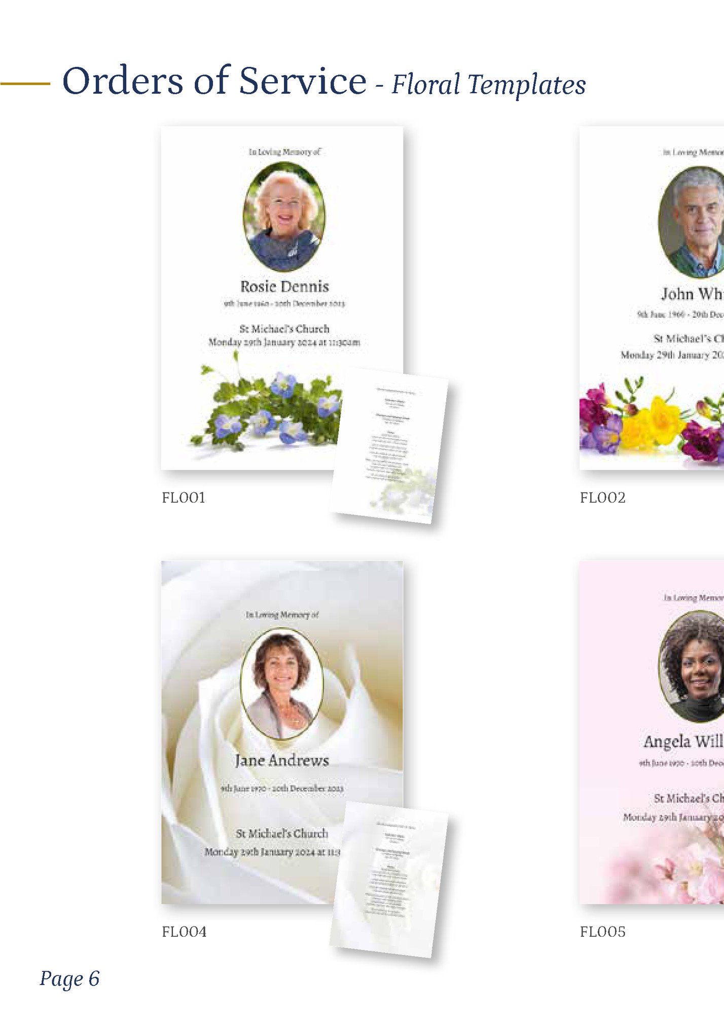 Orders of Service - Floral Templates
