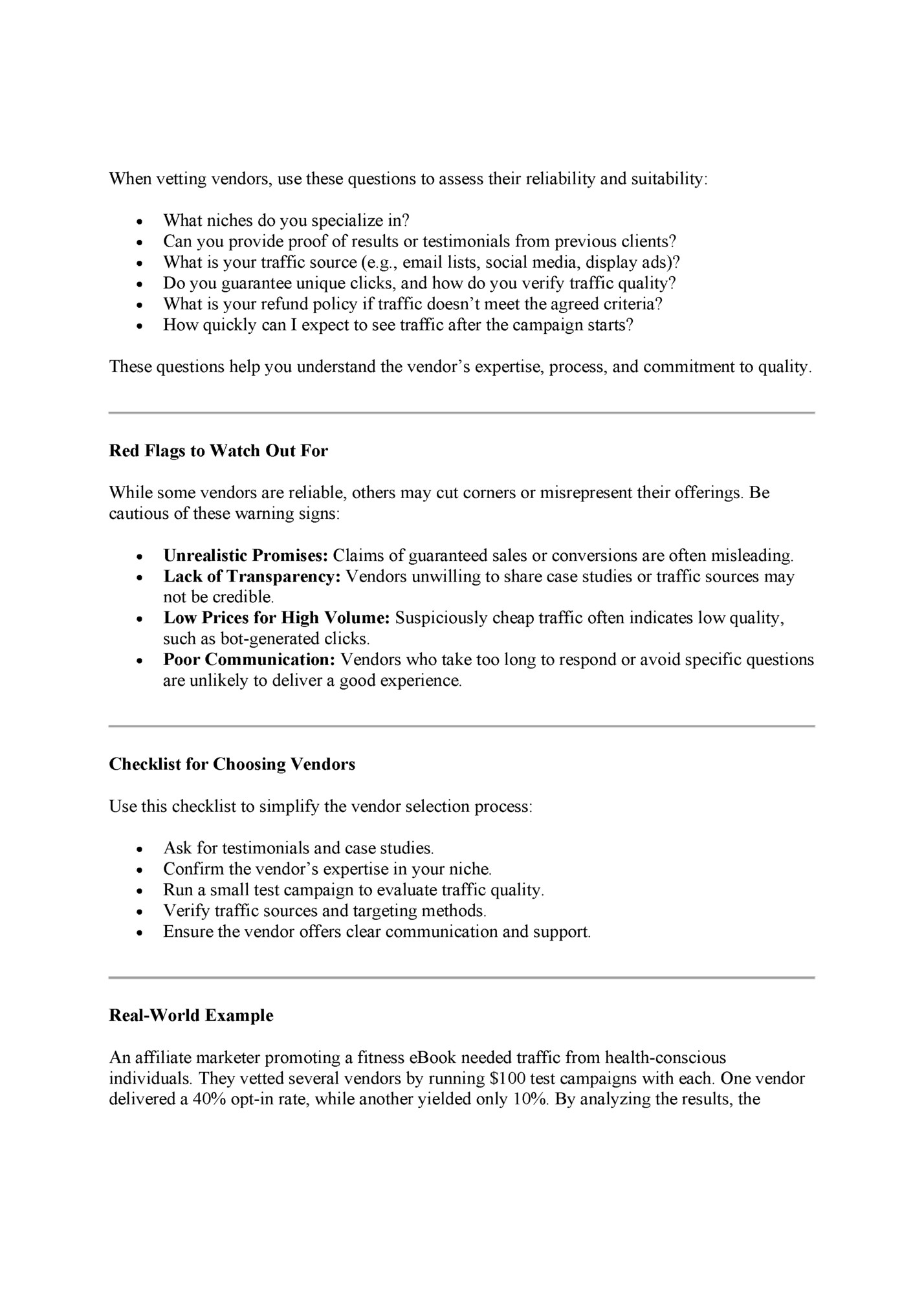 When vetting vendors, use these questions to assess their reliability and suitability: