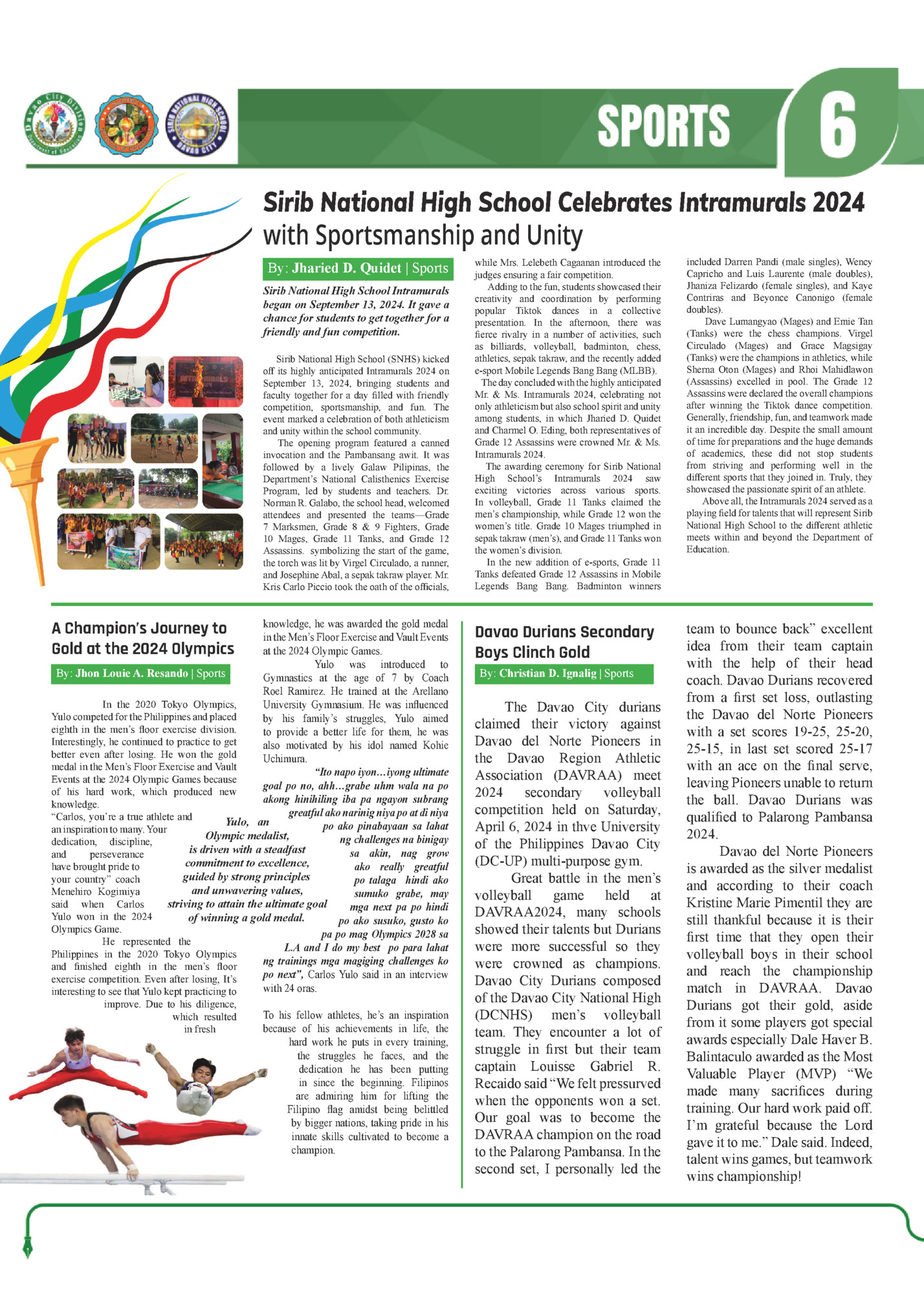 Sirib National High School Celebrates Intramurals 2024