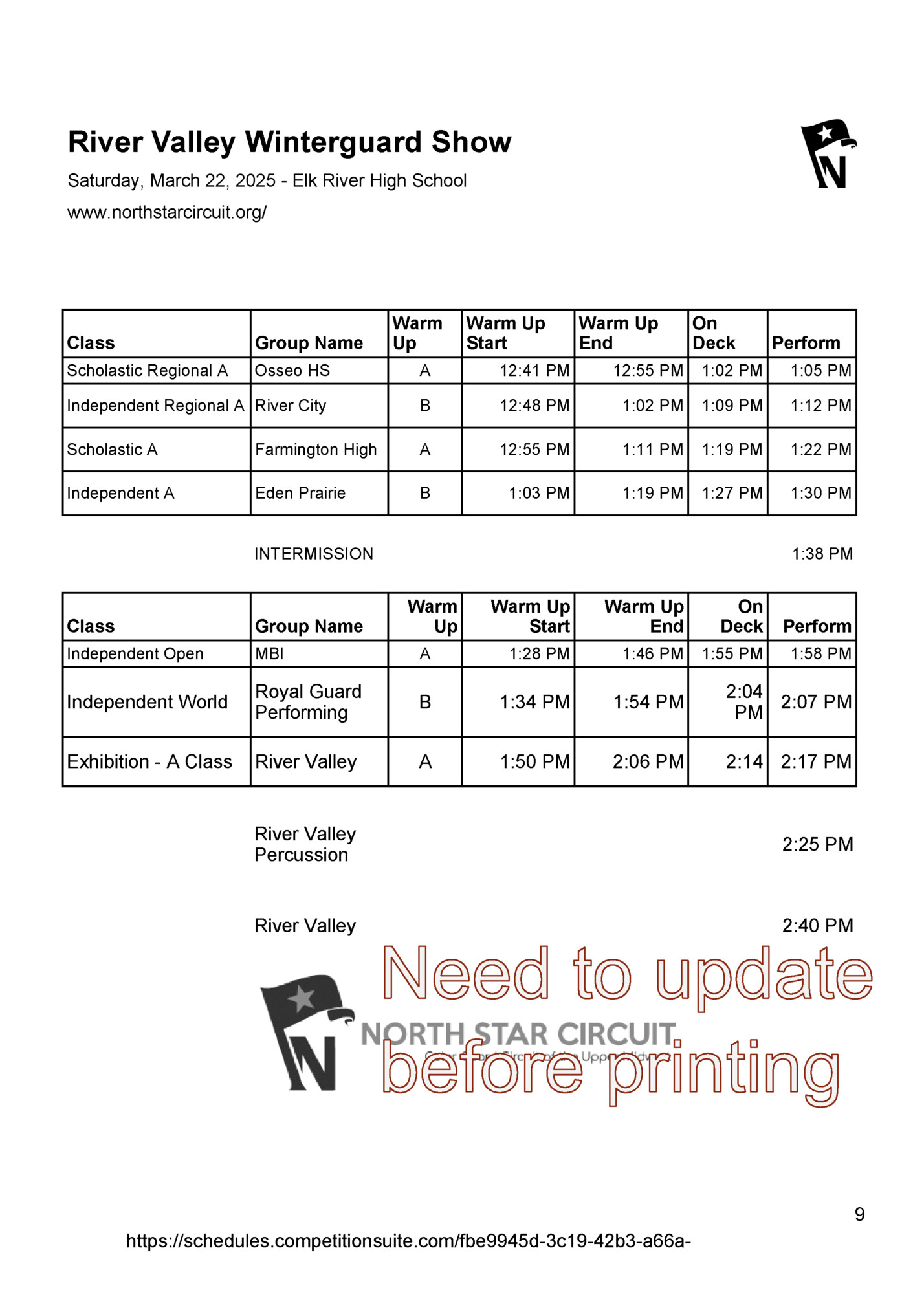 River Valley Winterguard Show