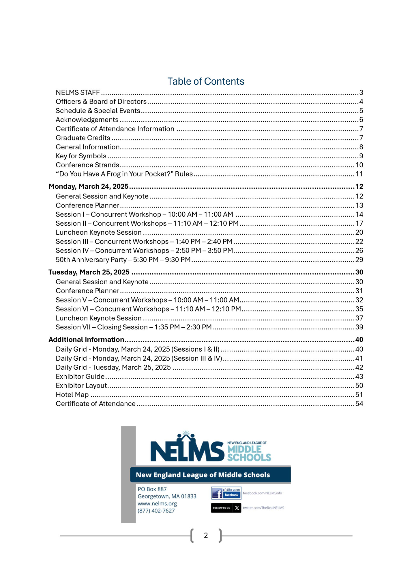 Table of Contents