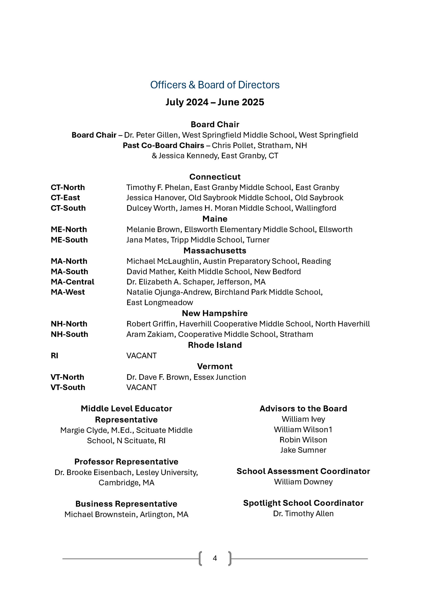 O icers & Board of Directors