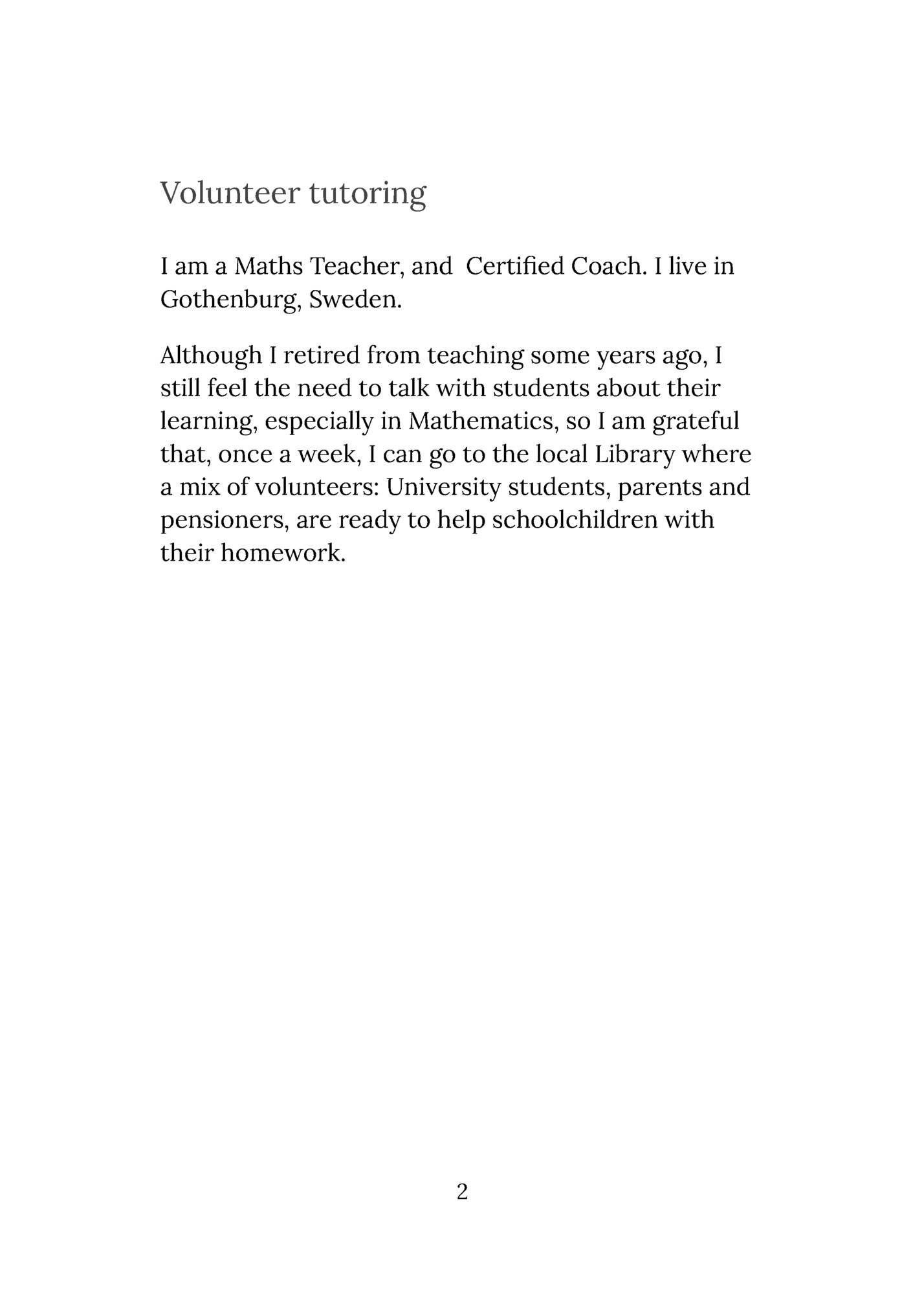 Volunteer tutoring