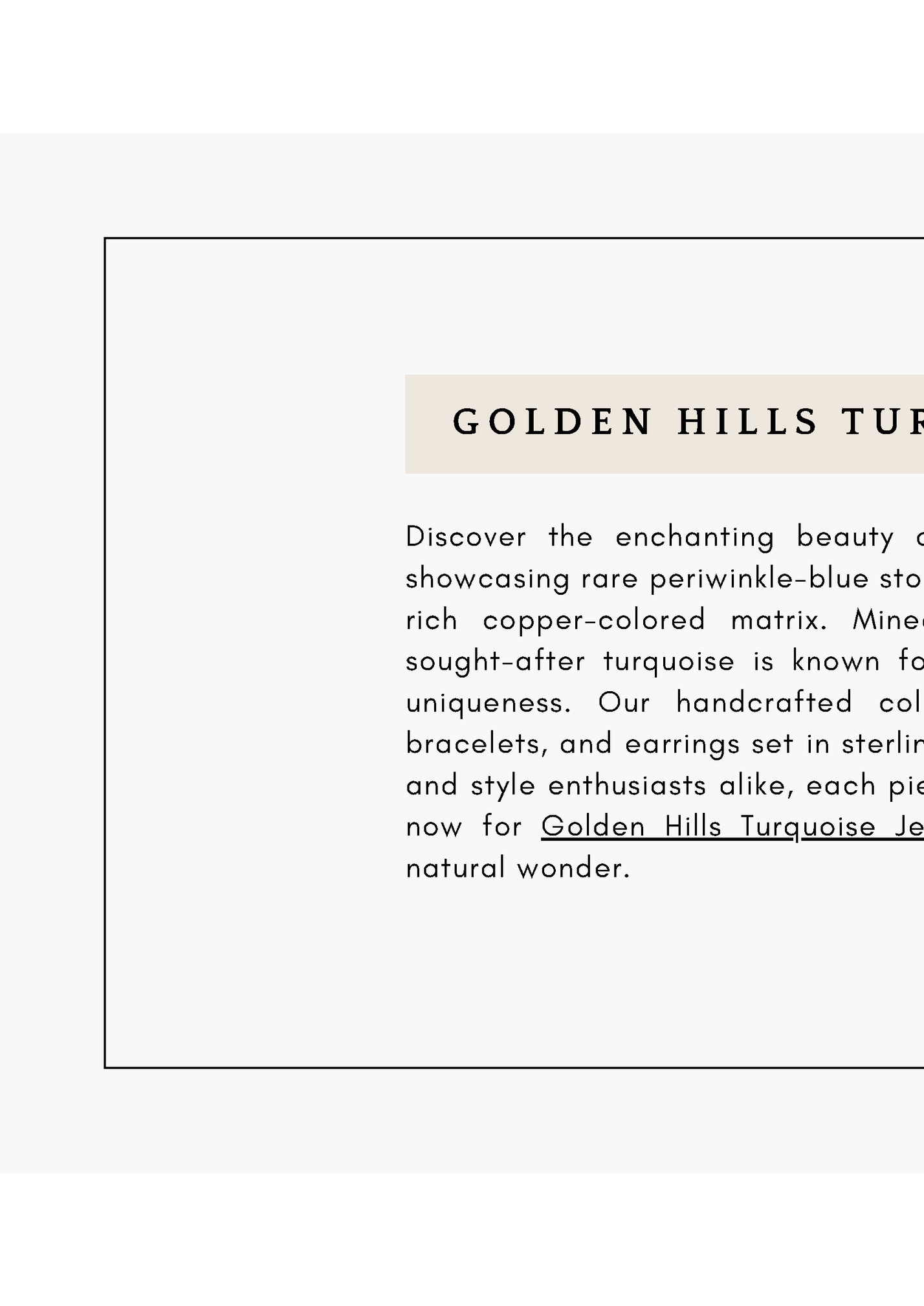 GOLDEN HILLS TURQUOISE JEWELRY
