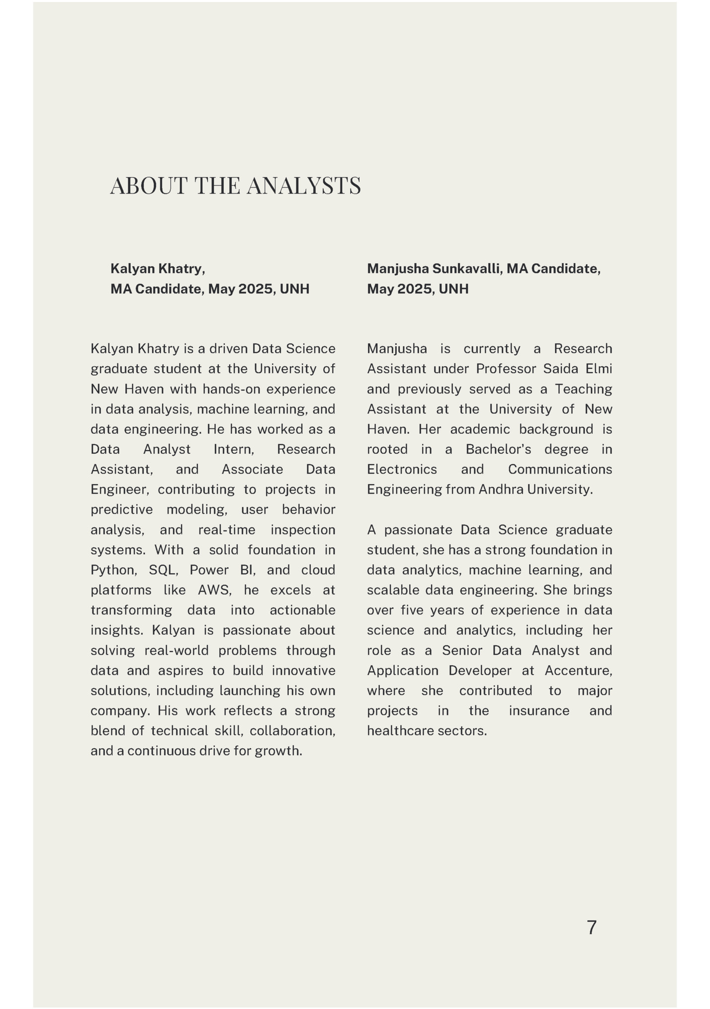 ABOUT THE ANALYSTS