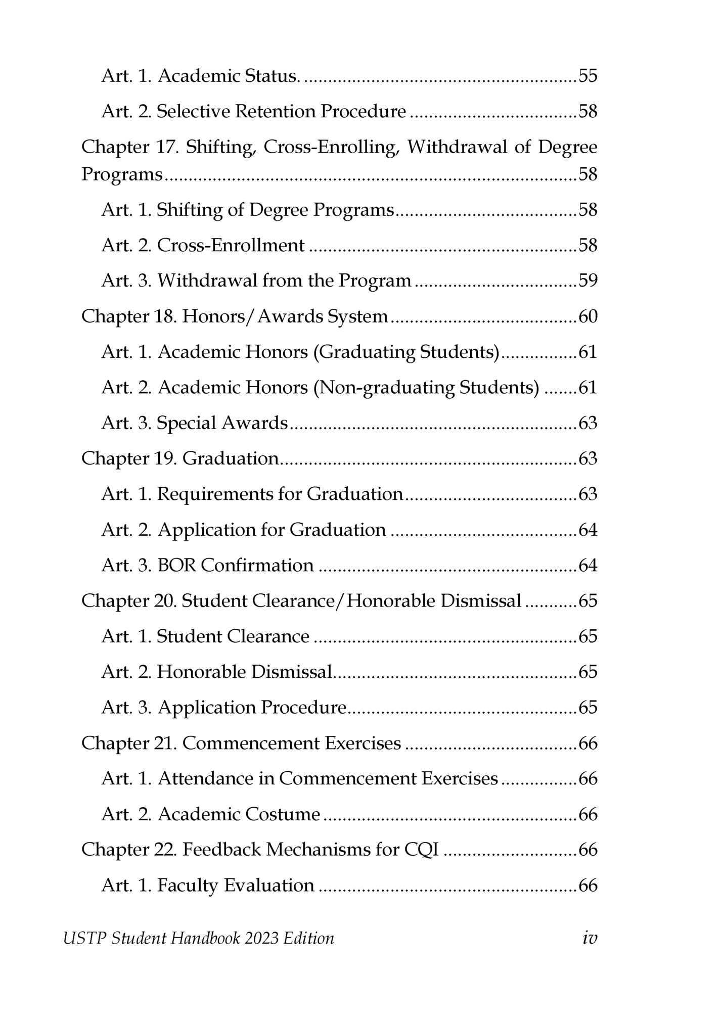 Art. 1. Academic Status. ......................................................... 55
