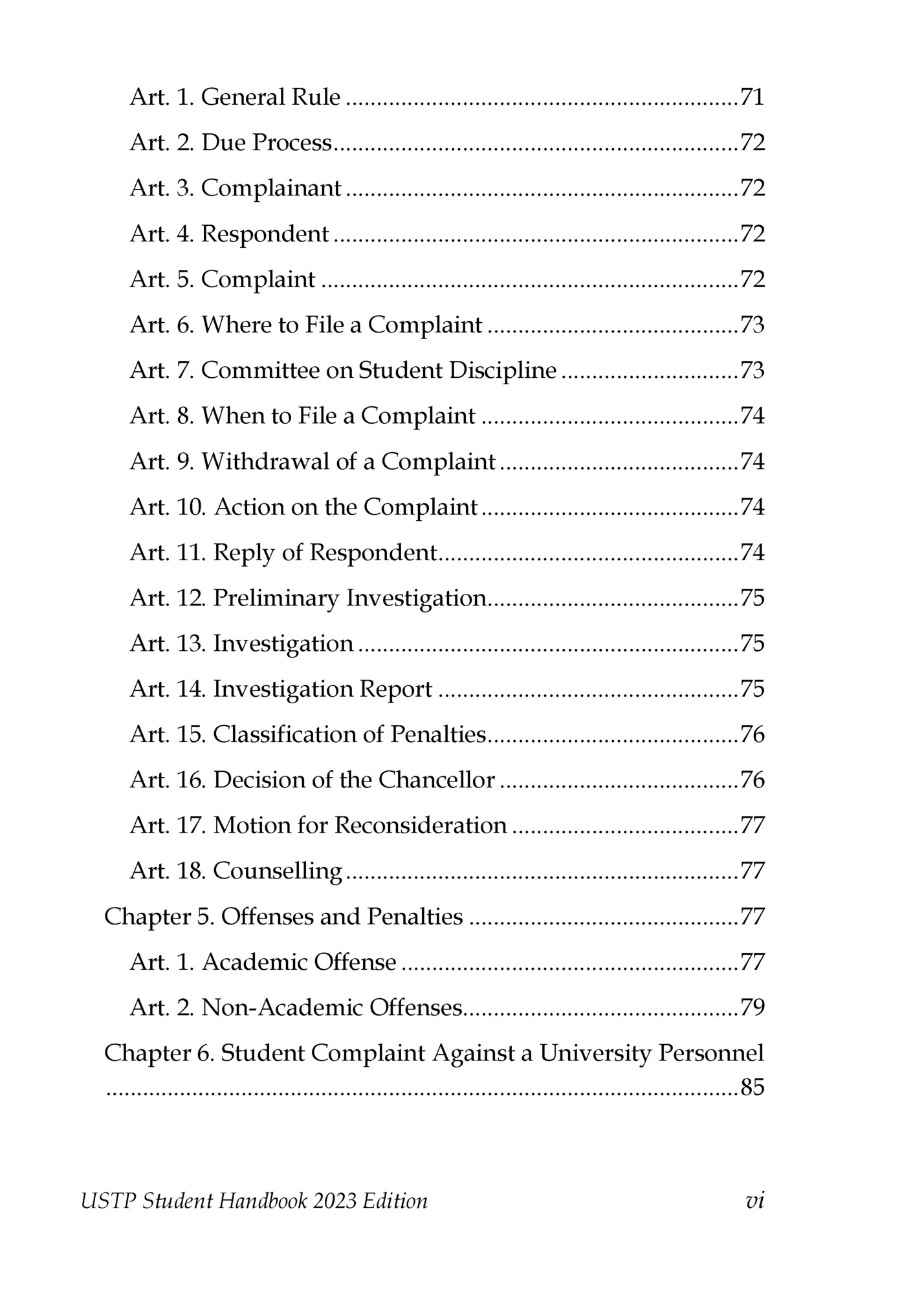 Art. 1. General Rule ................................................................ 71