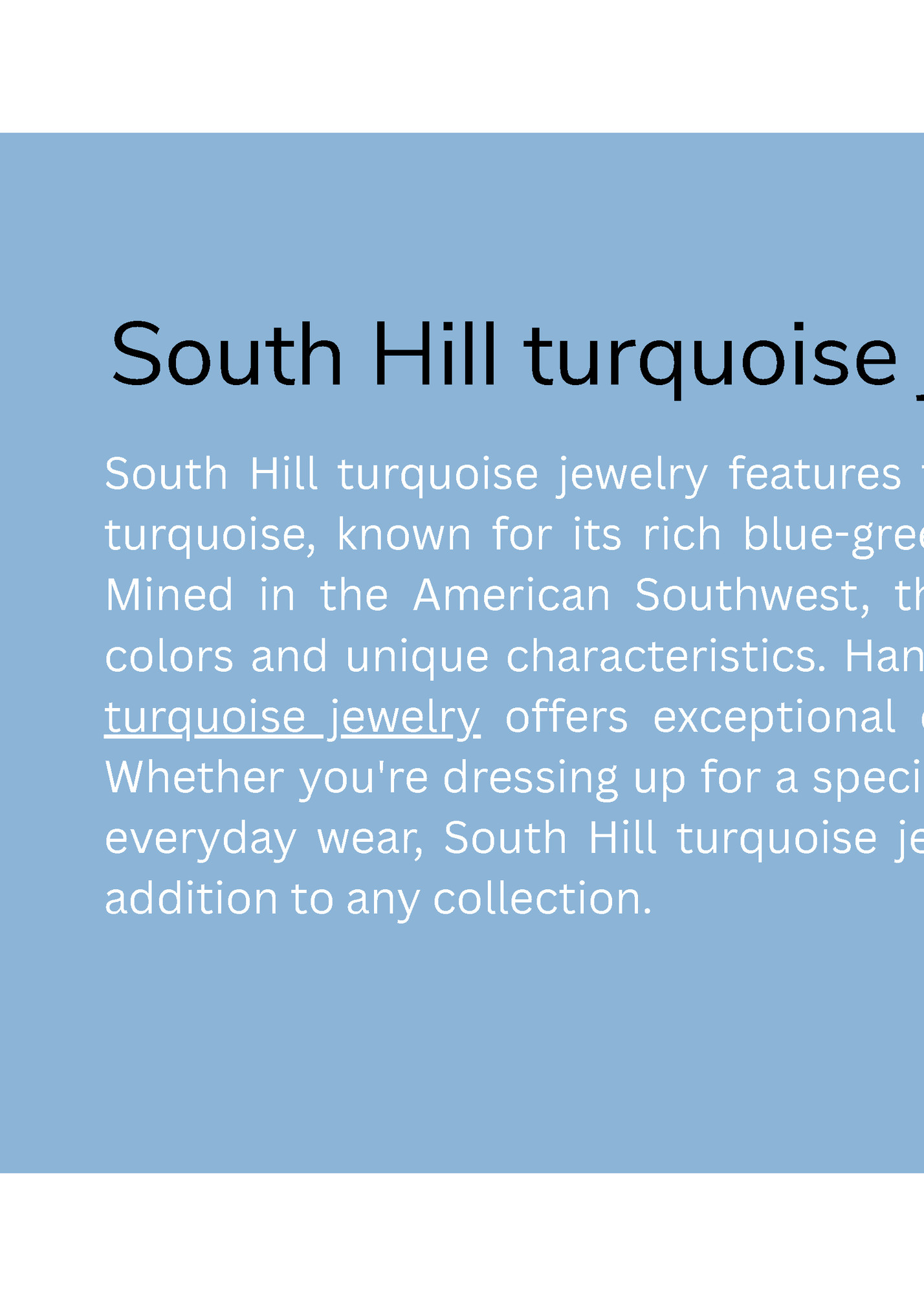 South Hill turquoise jewelry