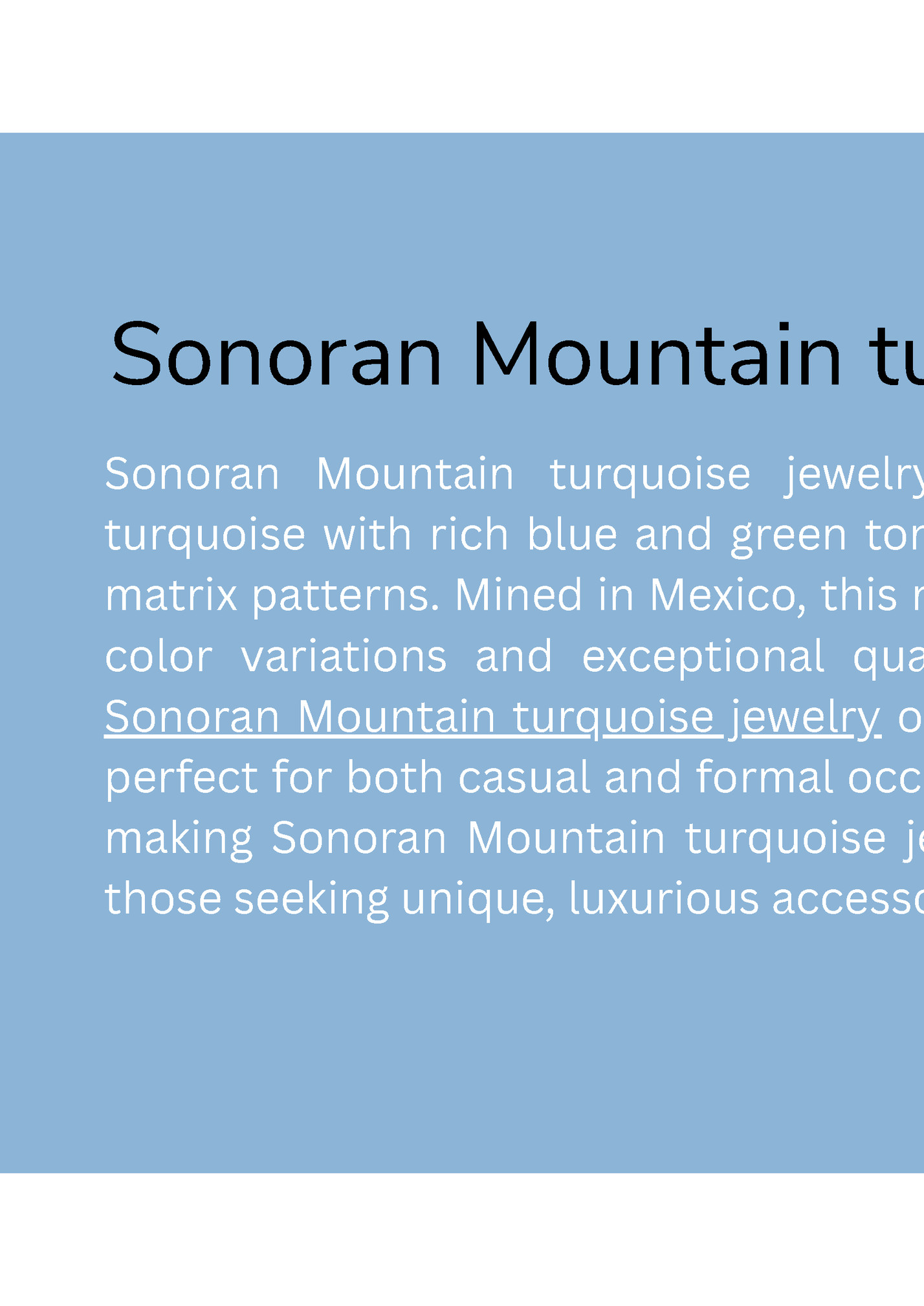 Sonoran Mountain turquoise jewelry