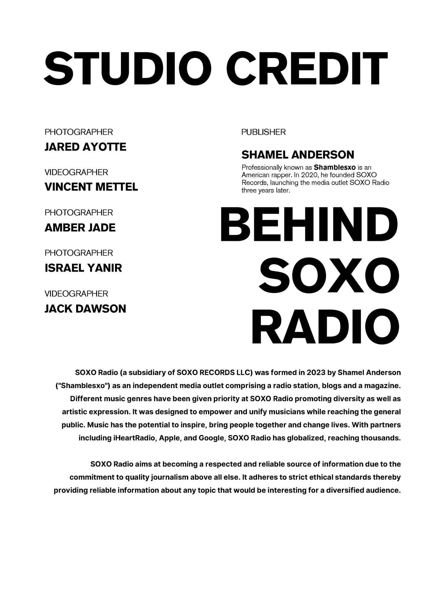 STUDIO CREDIT