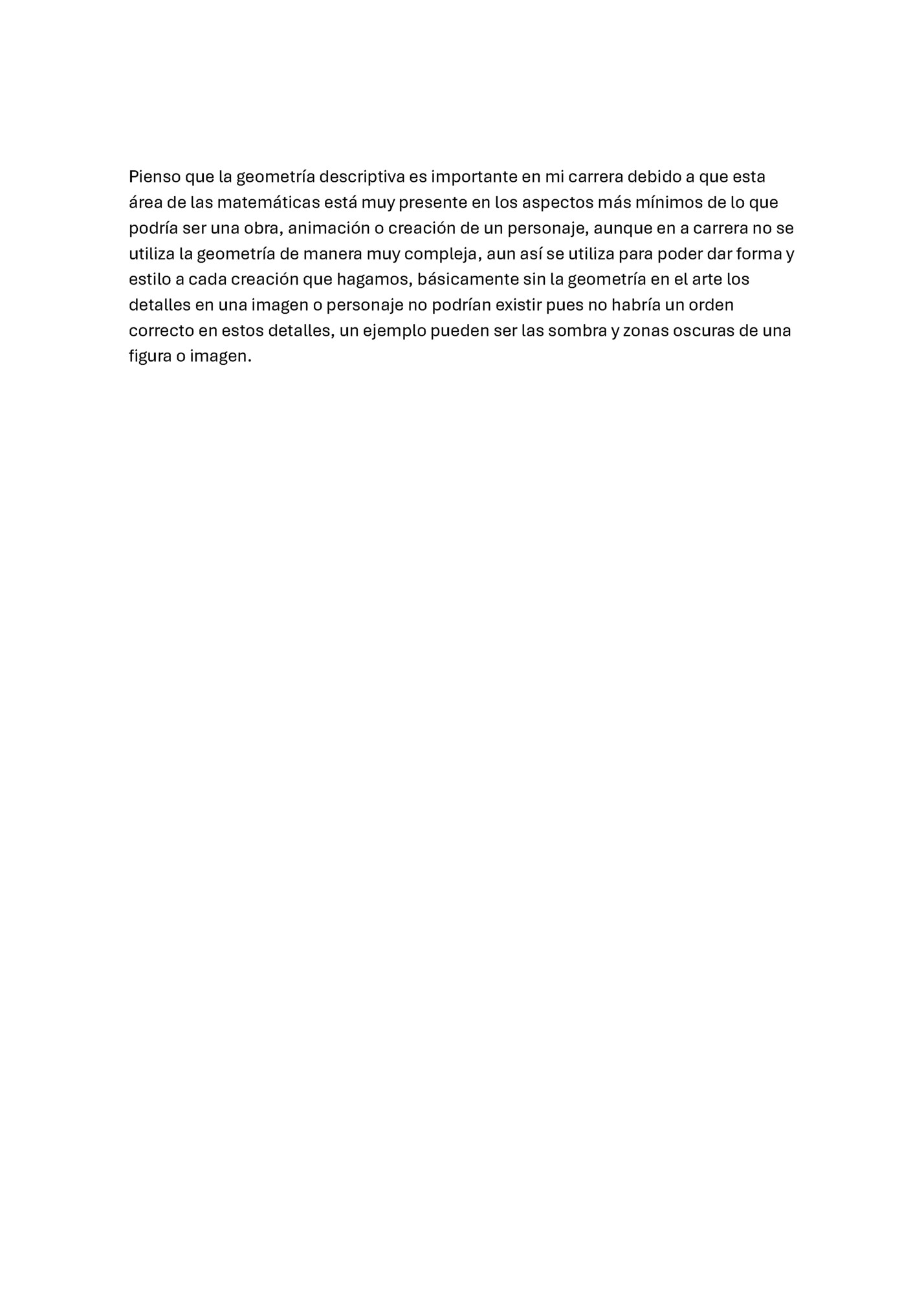 Pienso que la geometría descriptiva es importante en mi carrera debido a que esta