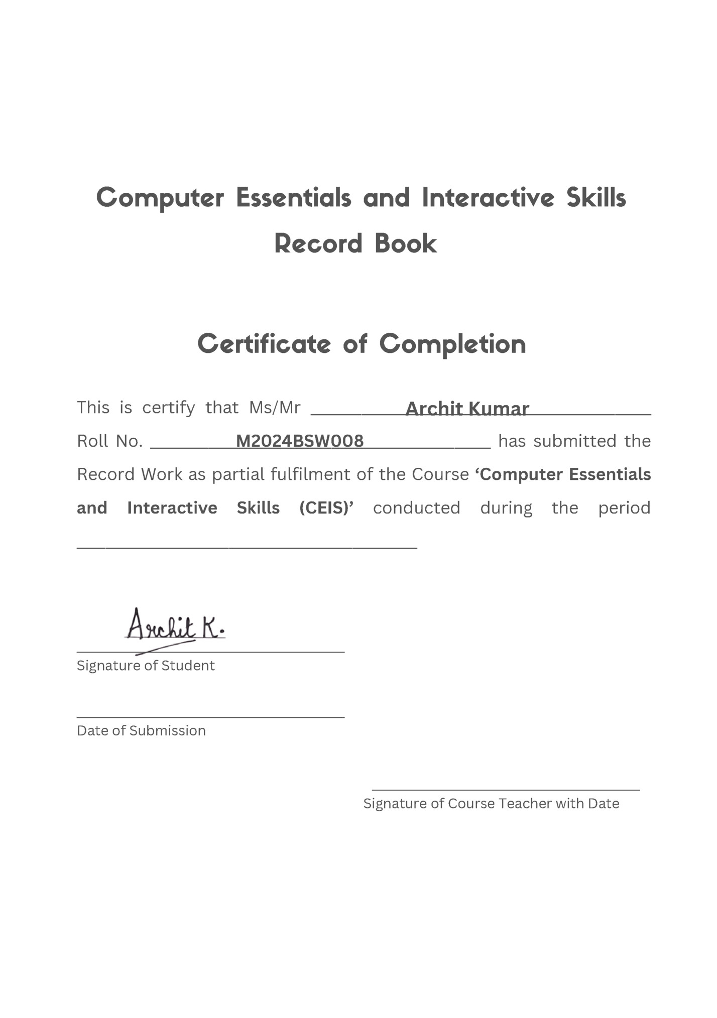 Computer Essentials and Interactive Skills