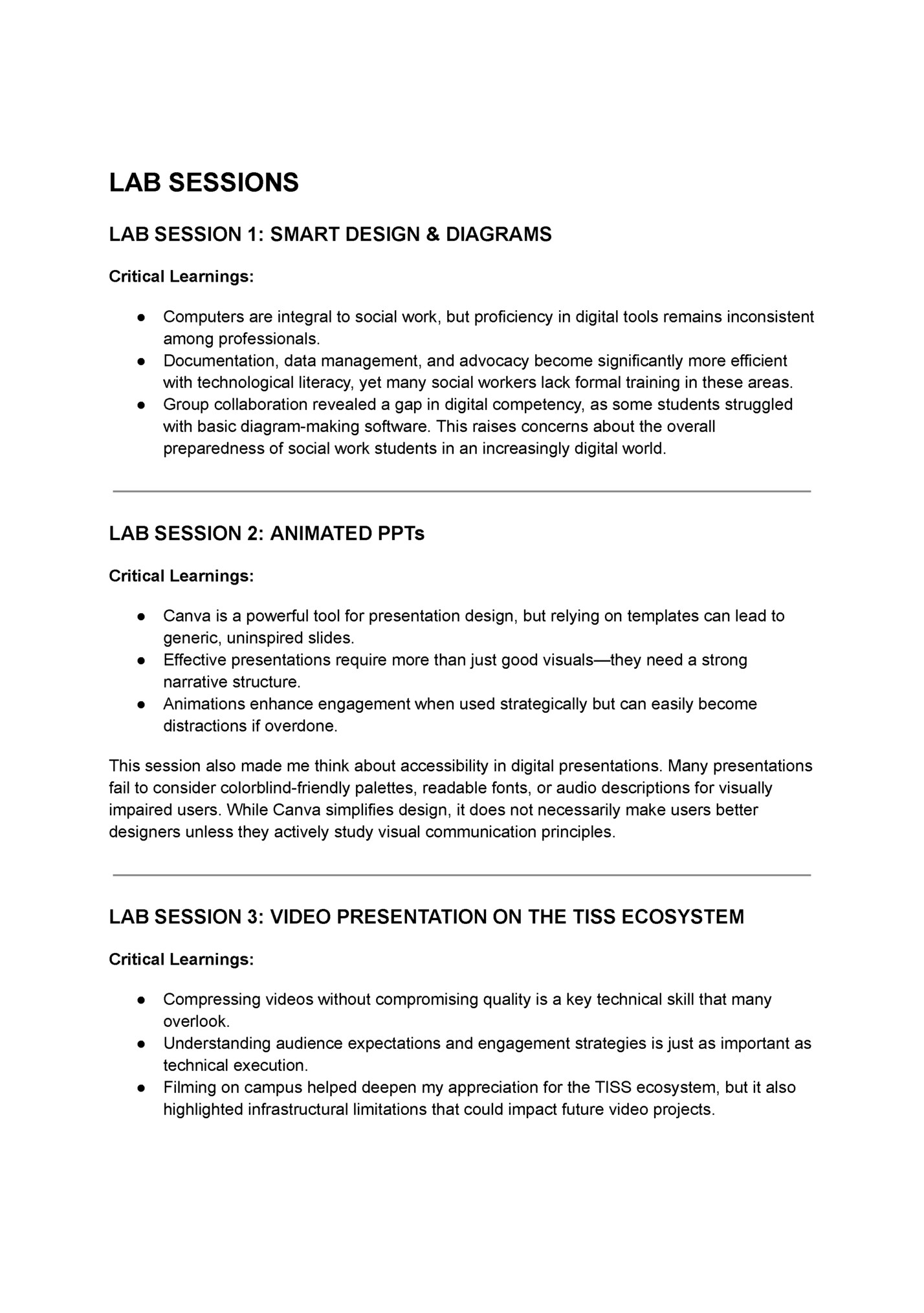 LAB SESSIONS