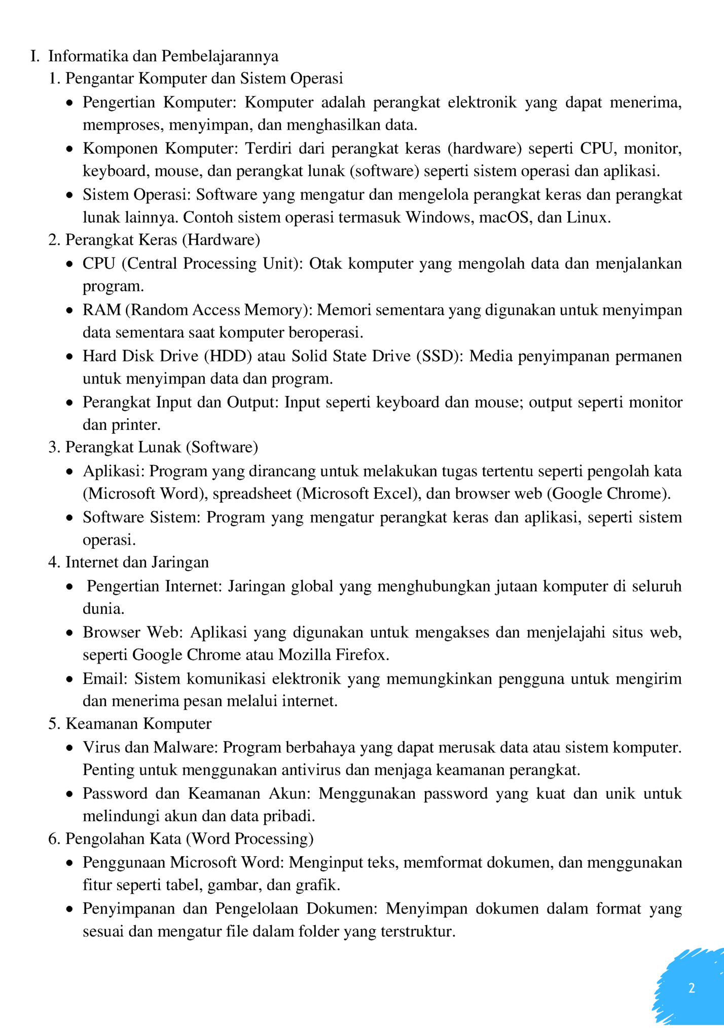 I. Informatika dan Pembelajarannya