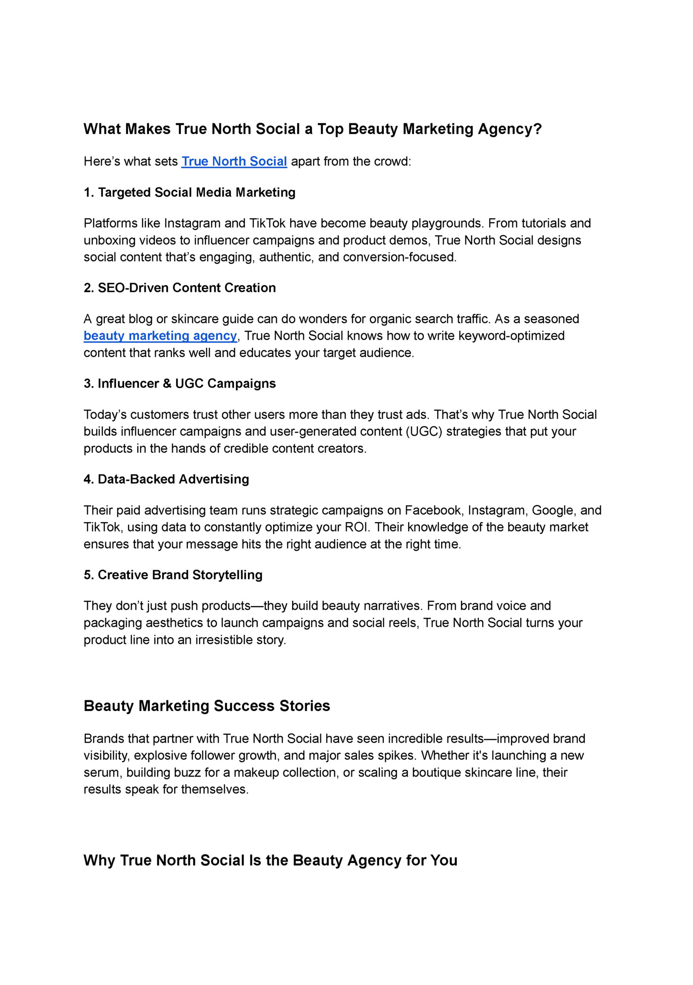 What Makes True North Social a Top Beauty Marketing Agency?