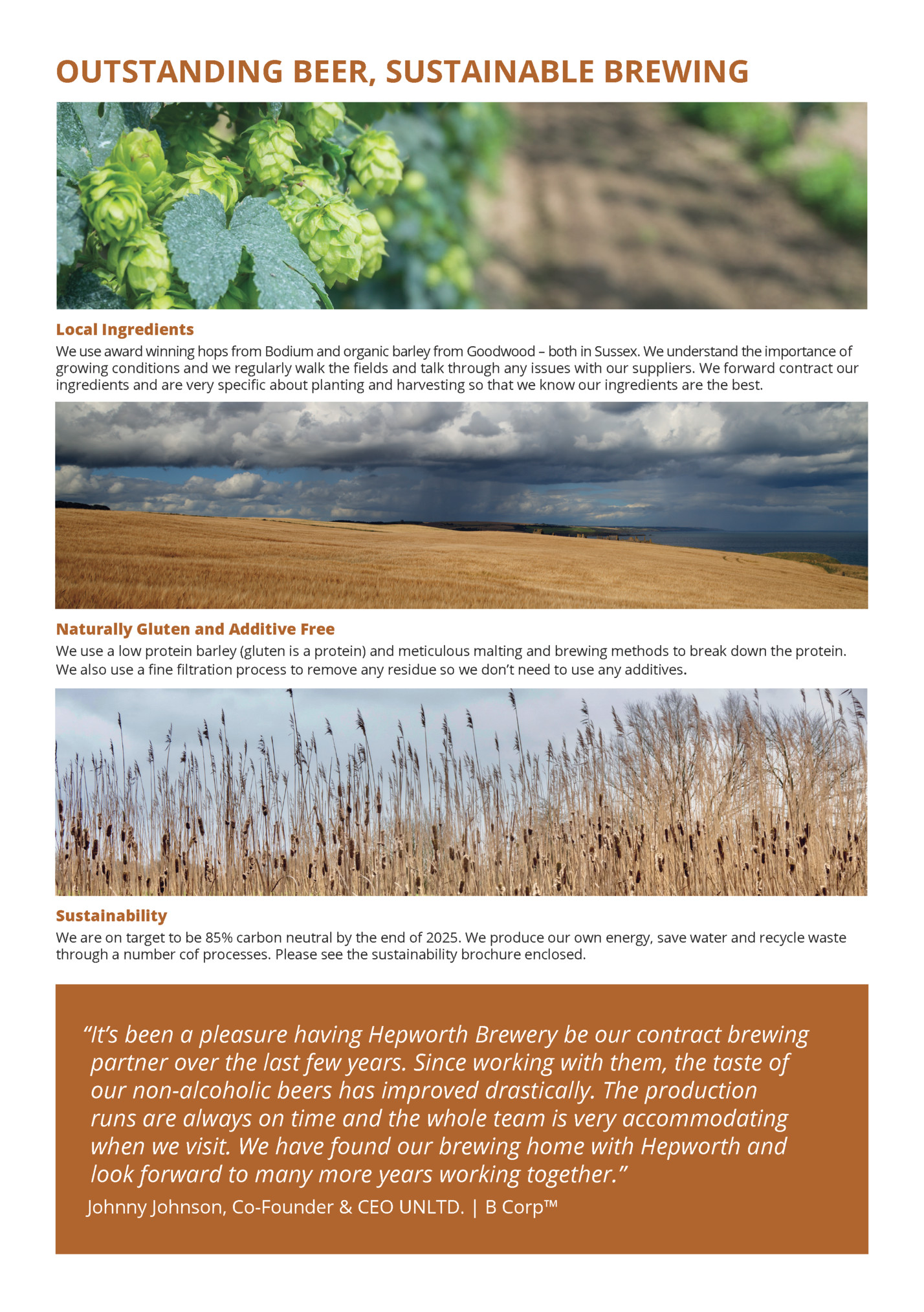 OUTSTANDING BEER, SUSTAINABLE BREWING