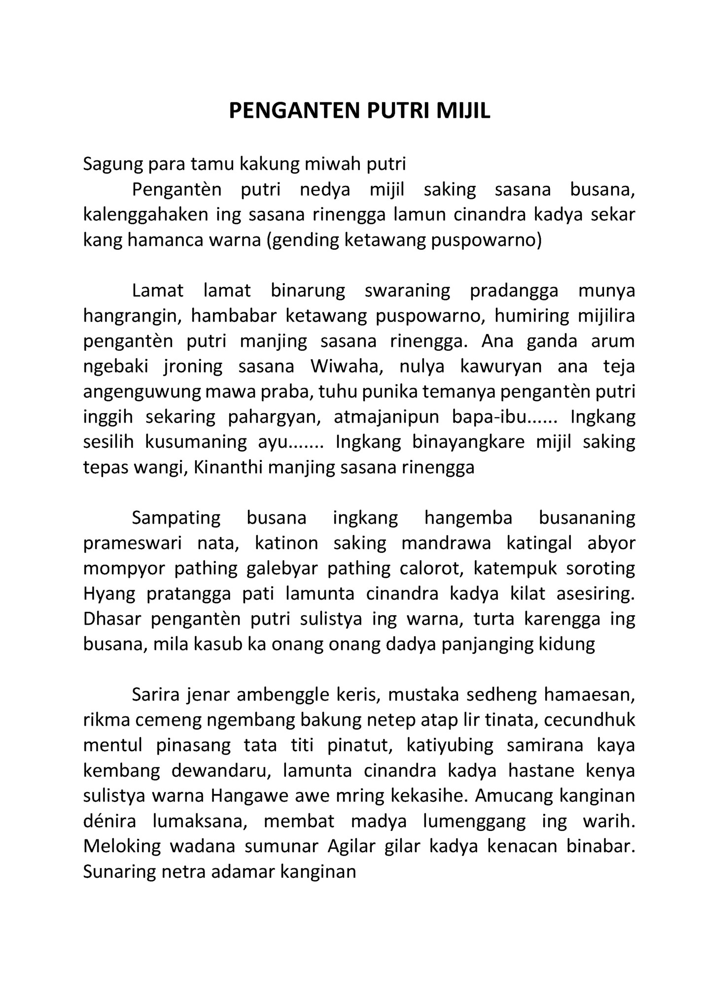 PENGANTEN PUTRI MIJIL