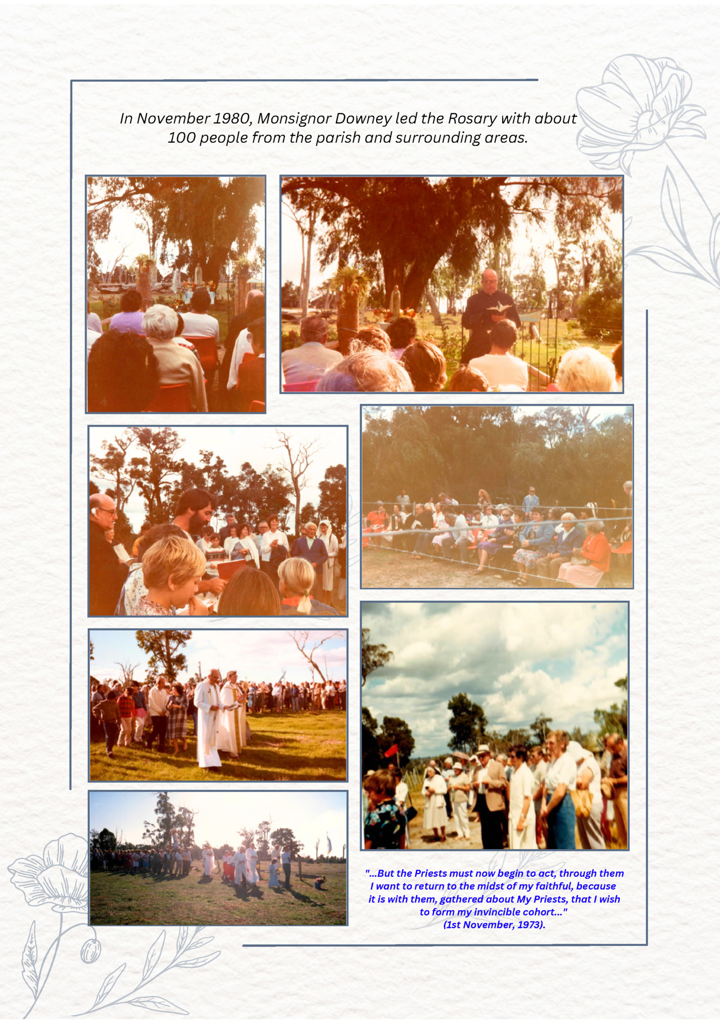 In November 1980, Monsignor Downey led the Rosary with about