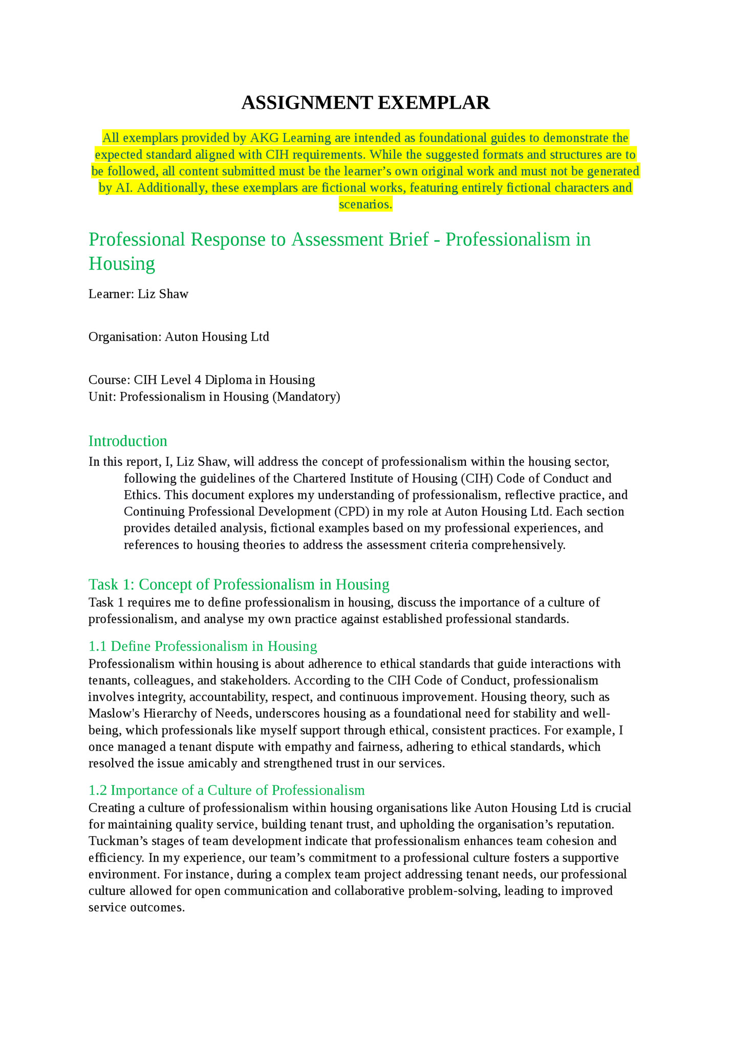 ASSIGNMENT EXEMPLAR