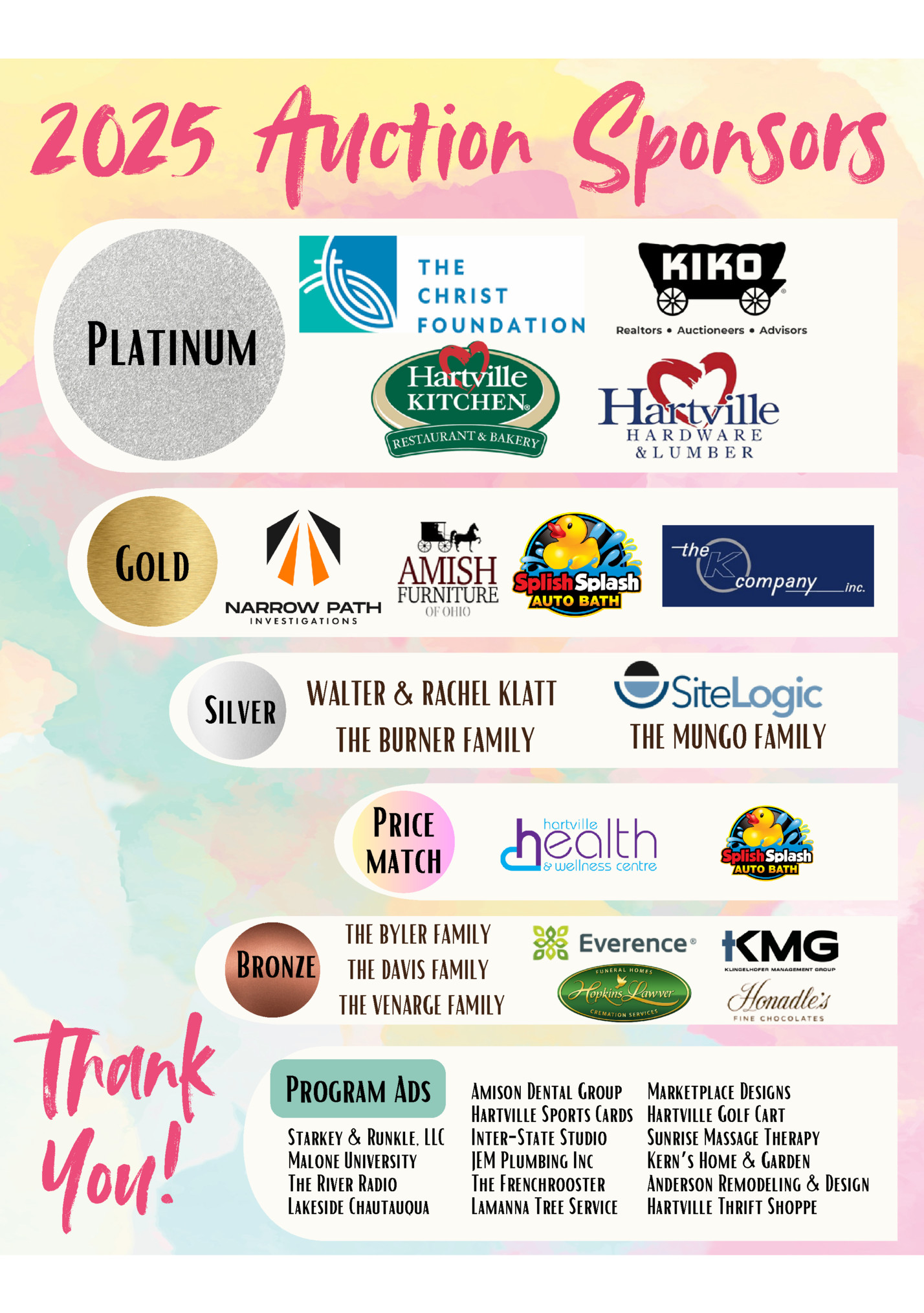 2025 Auction Sponsors
