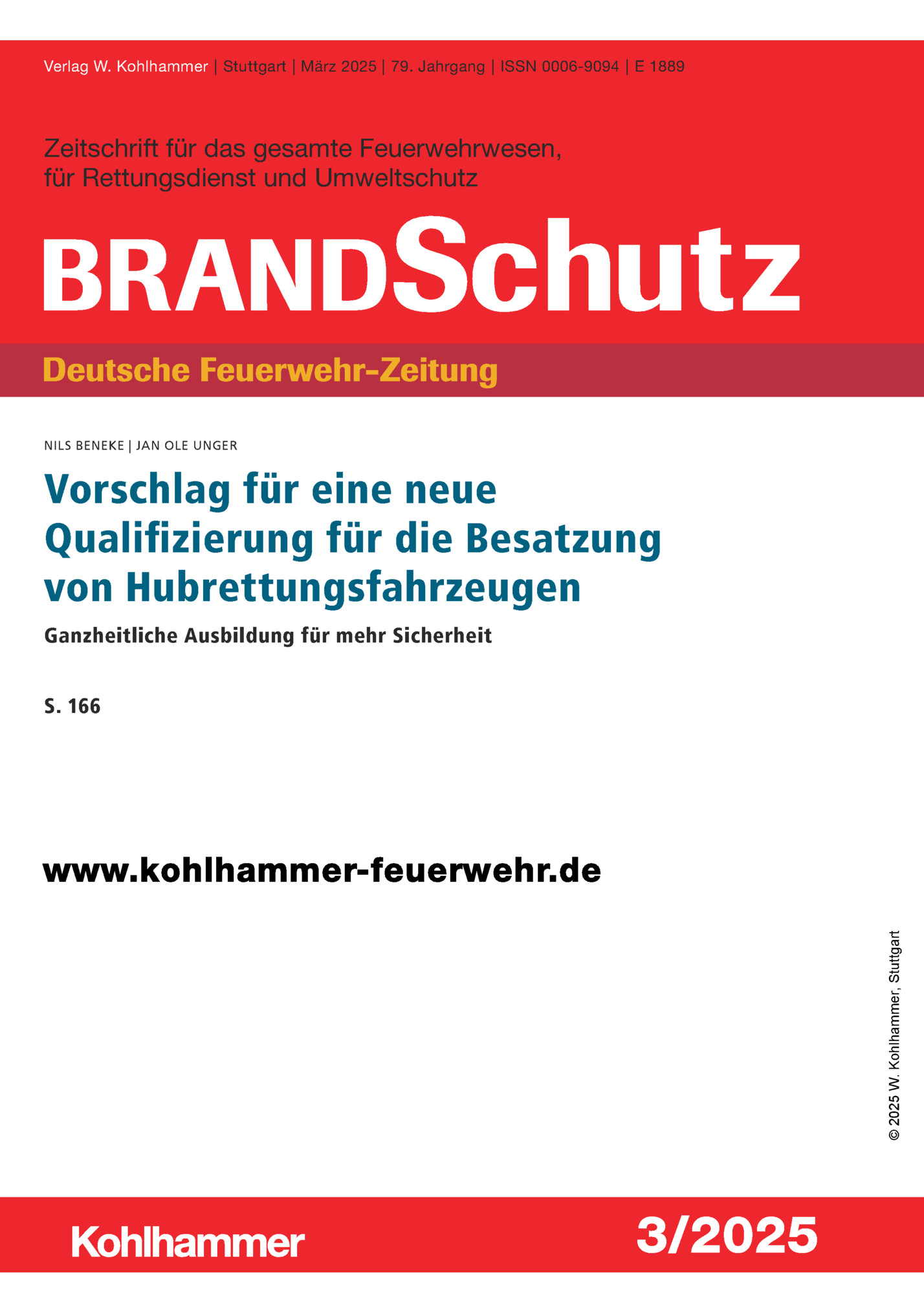 Verlag W. Kohlhammer | Stuttgart | März 2025 | 79. Jahrgang | ISSN 0006-9094 | E 1889