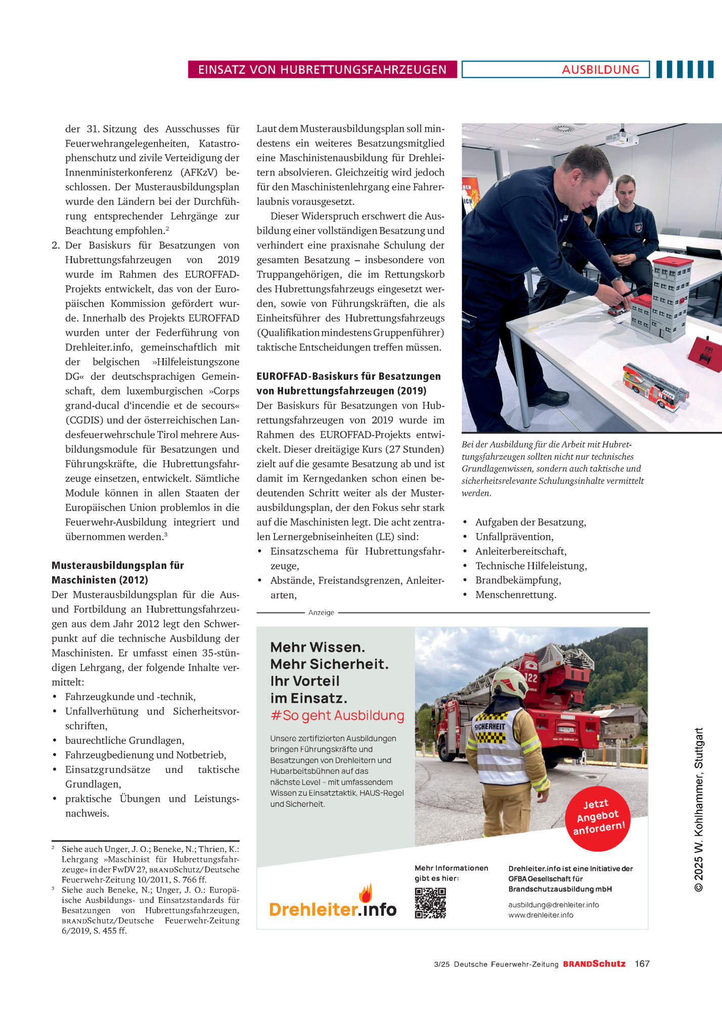 Einsatz von Hubrettungsfahrzeugen
