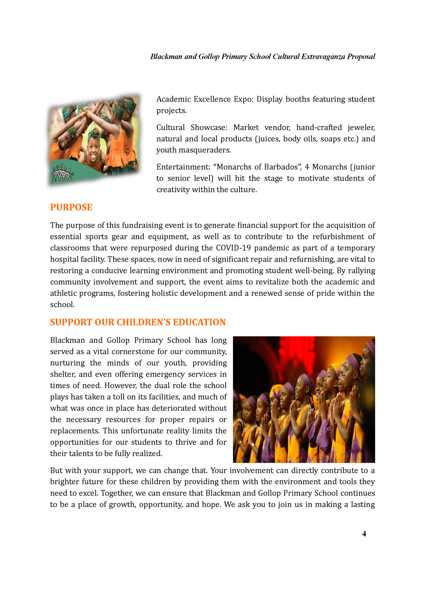Blackman and Gollop Primary School Cultural Extravaganza Proposal