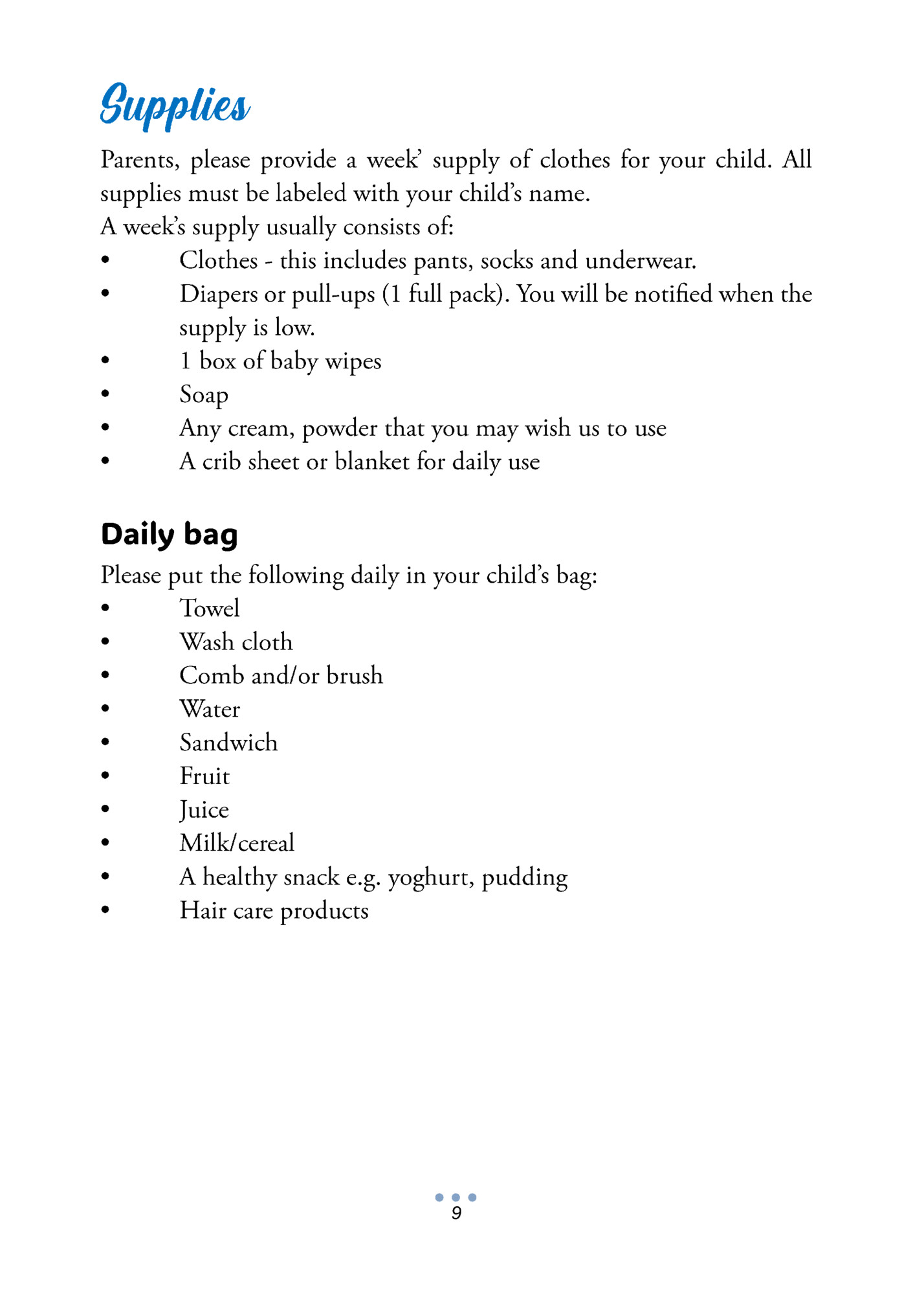 Daily bag