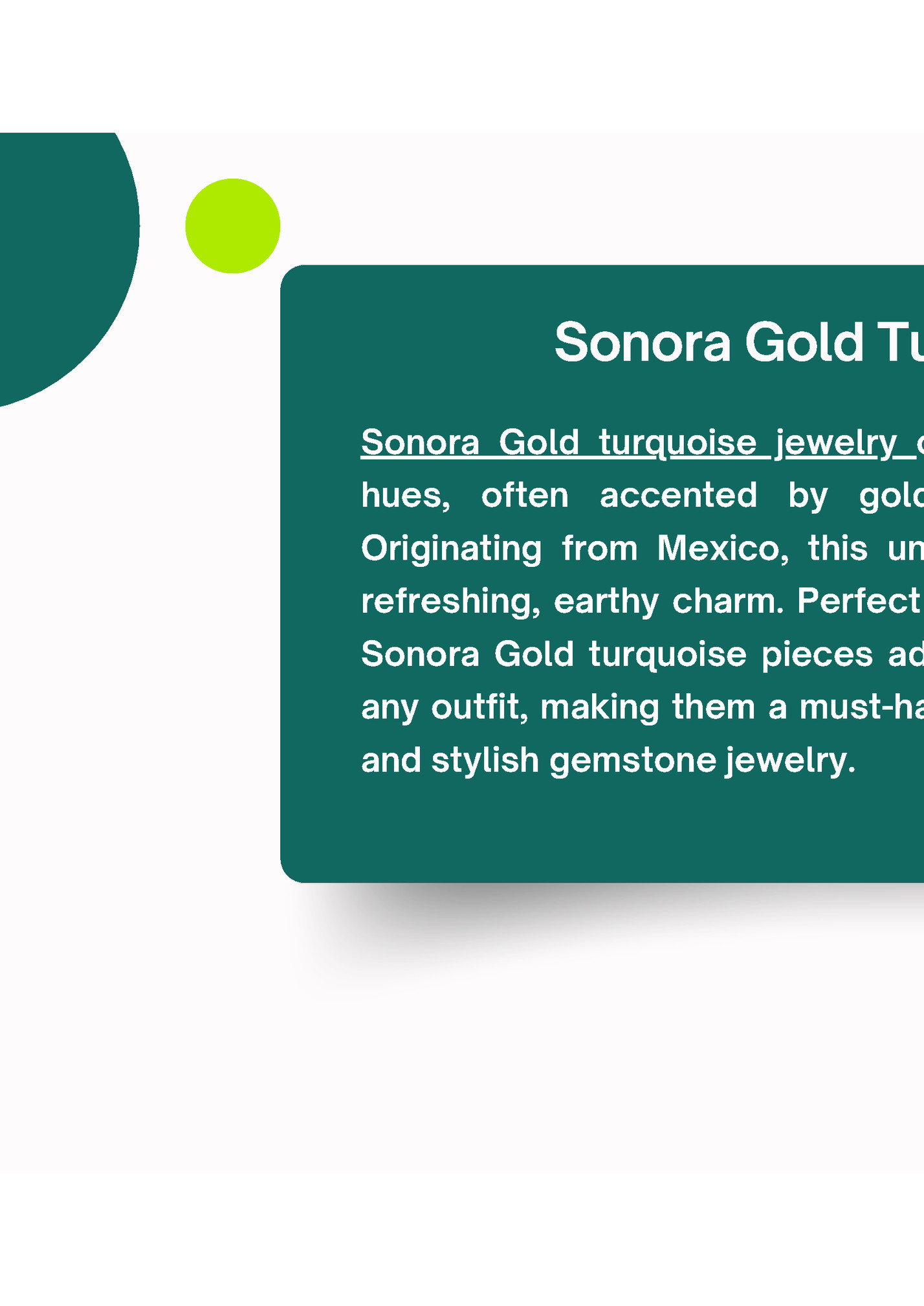 Sonora Gold Turquoise Jewelry