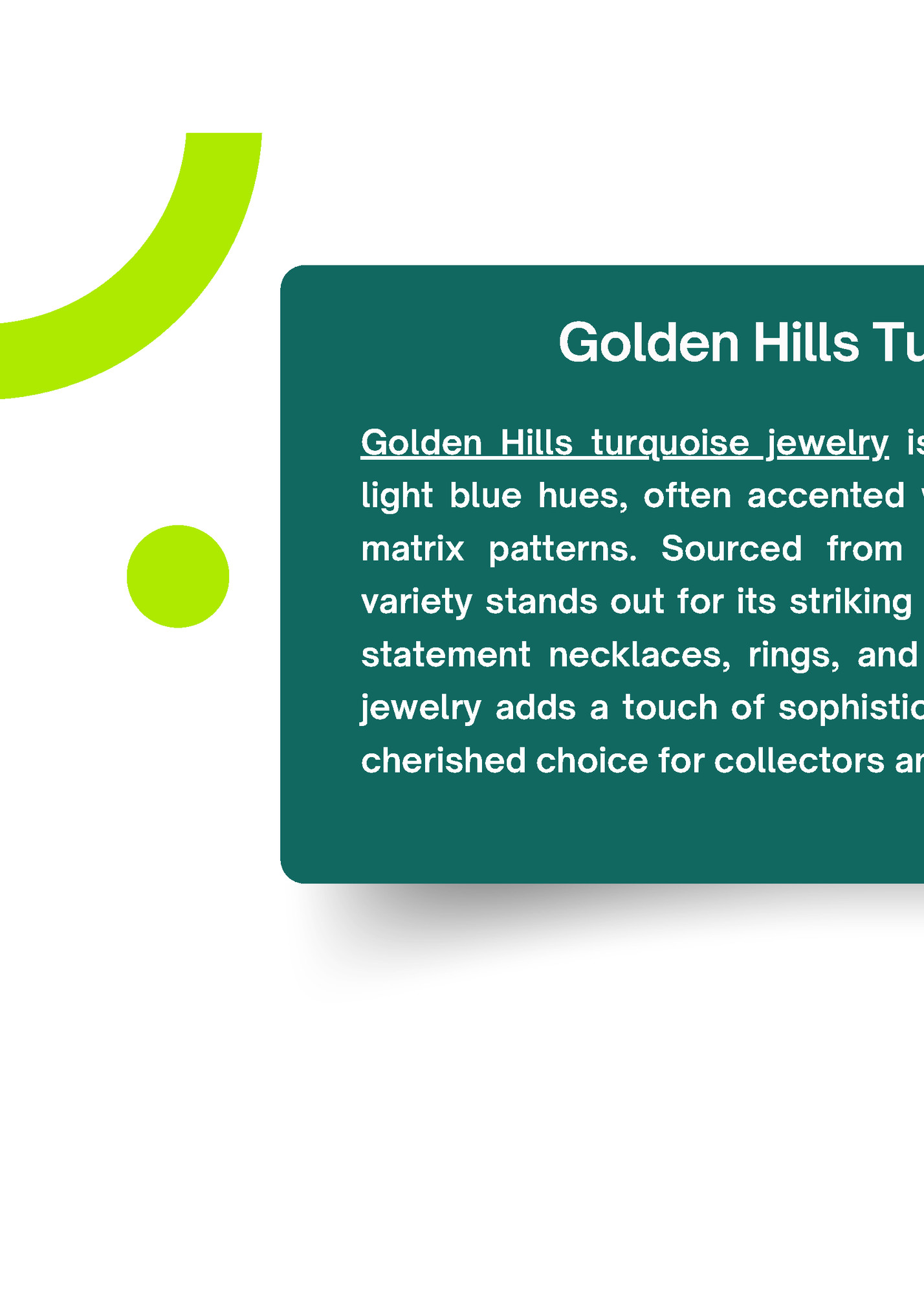 Golden Hills Turquoise Jewelry