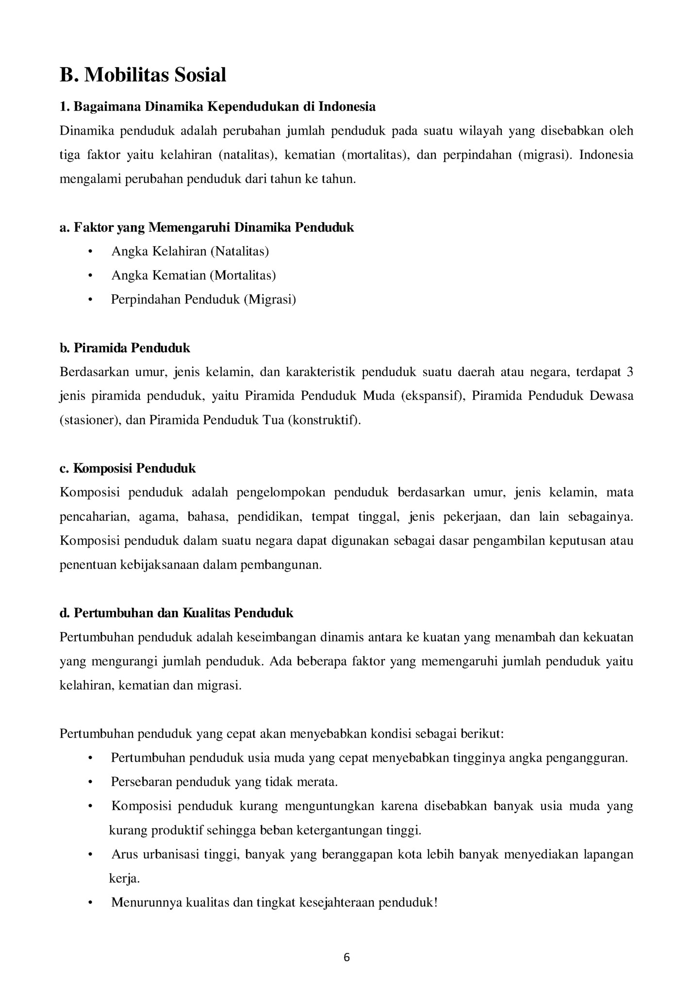 B. Mobilitas Sosial
