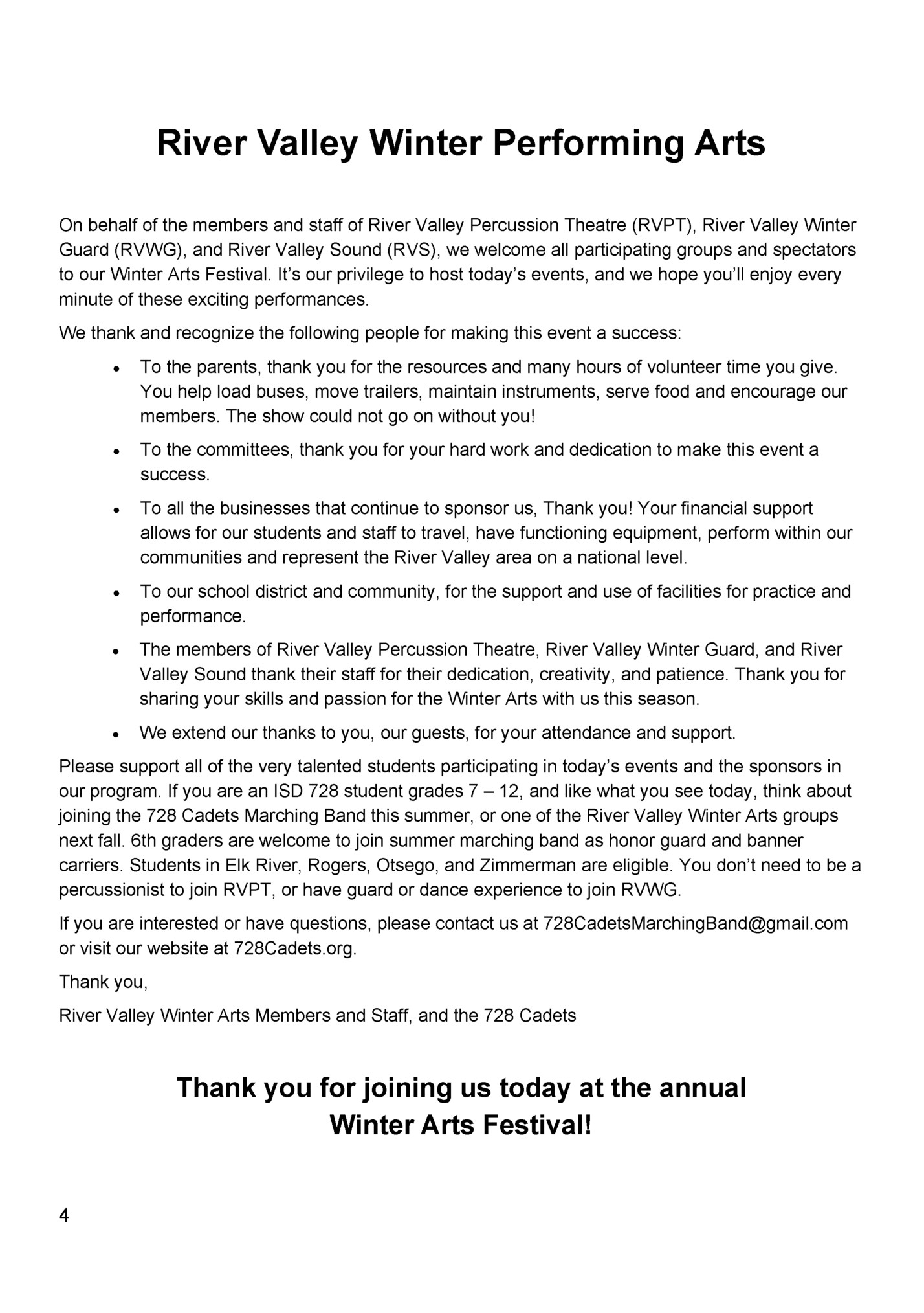 River Valley Winter Performing Arts