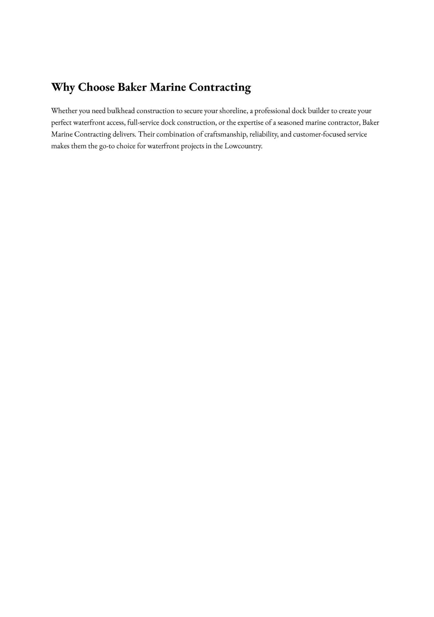 Why Choose Baker Marine Contracting