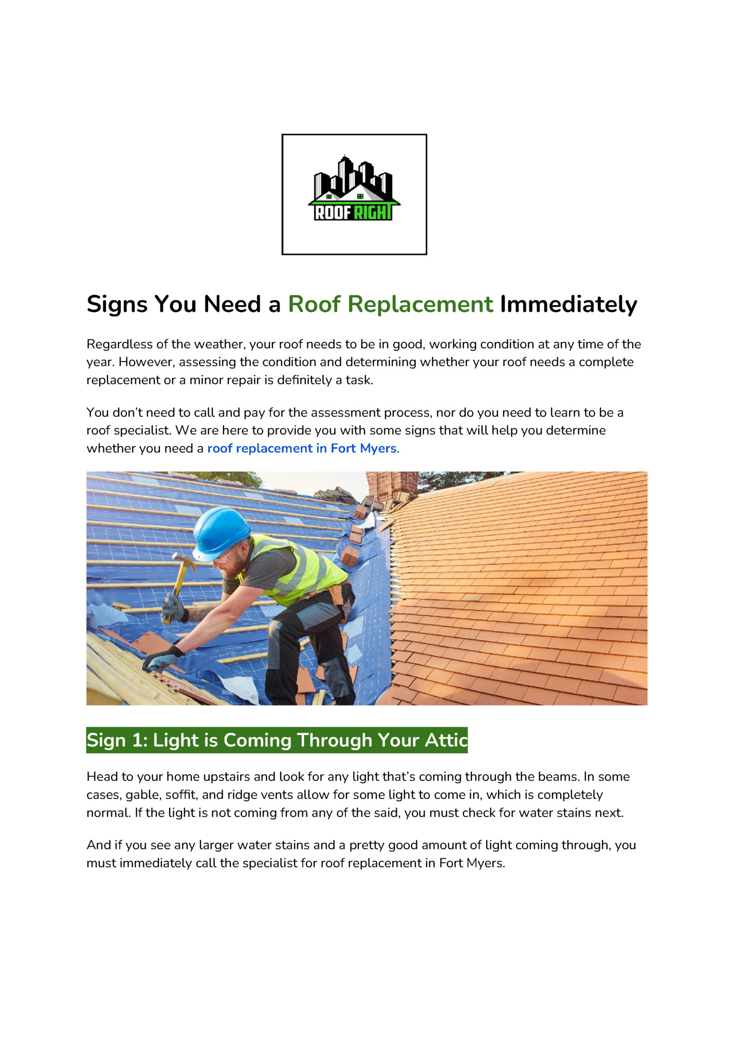 Signs You Need a Roof Replacement Immediately