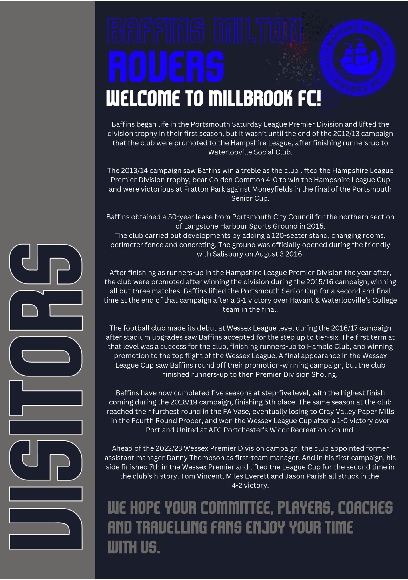 AFC Portchester, founded in 1971, gained its current identity after