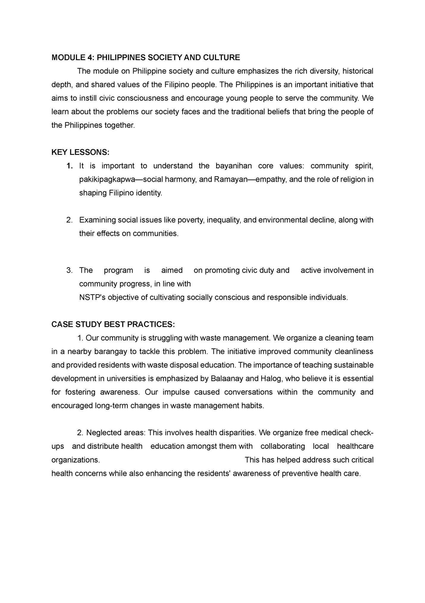 MODULE 4: PHILIPPINES SOCIETY AND CULTURE