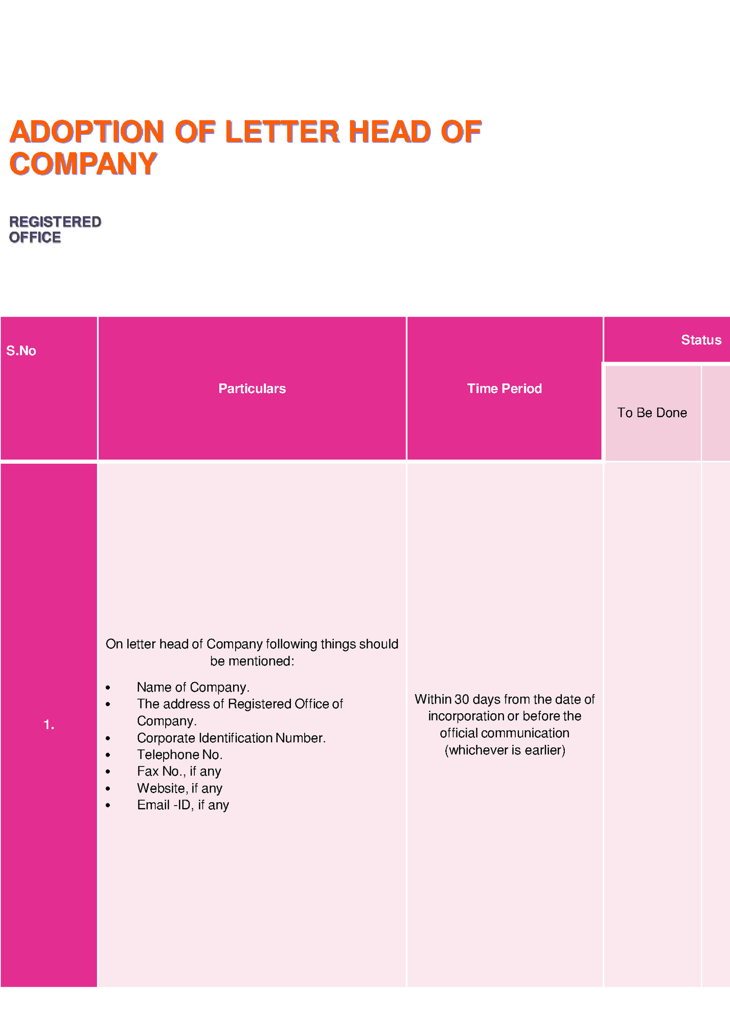 ADOPTION OF LETTER HEAD OF ADOPTION OF LETTER HEAD OF