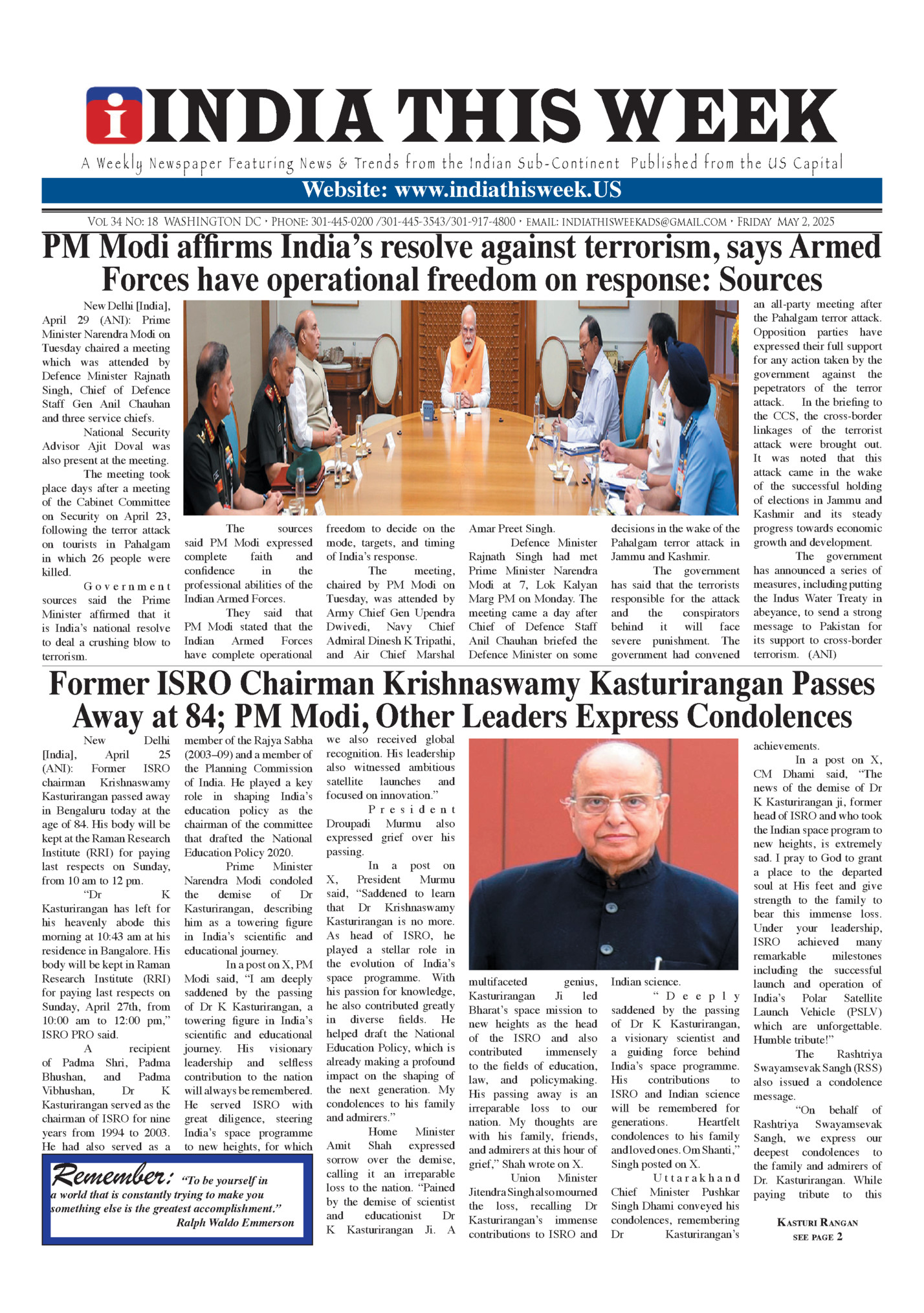 INDIA THIS WEEK INDIA THIS WEEK