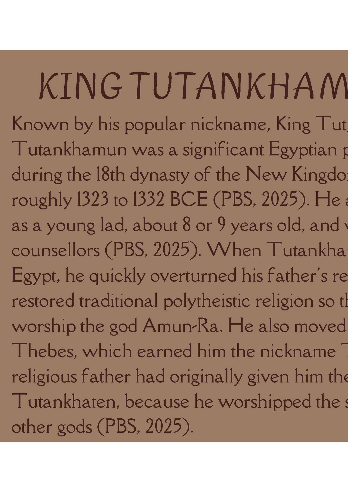 KING TUTANKHAMUN AND HIS TOMB