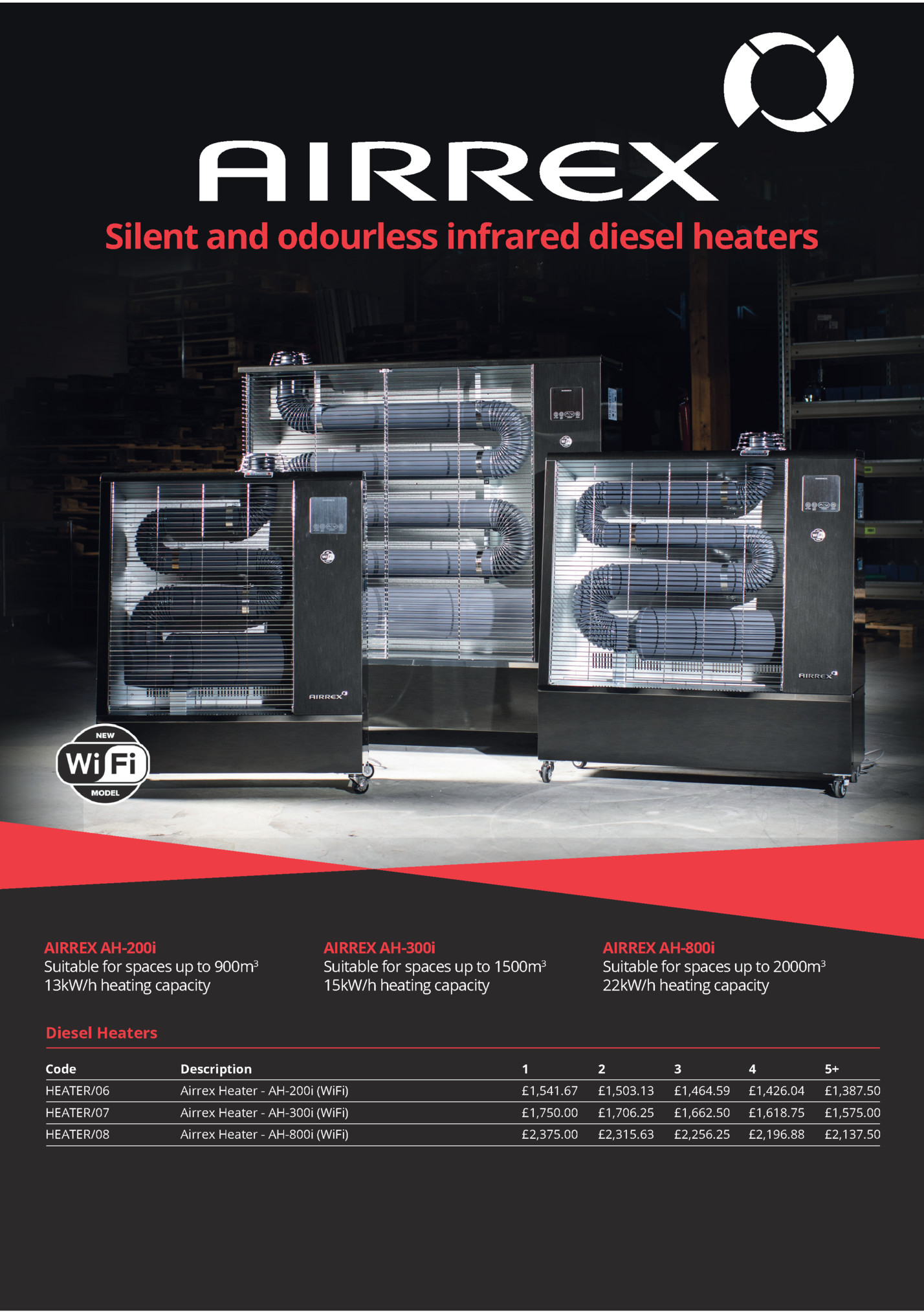 Silent and odourless infrared diesel heaters