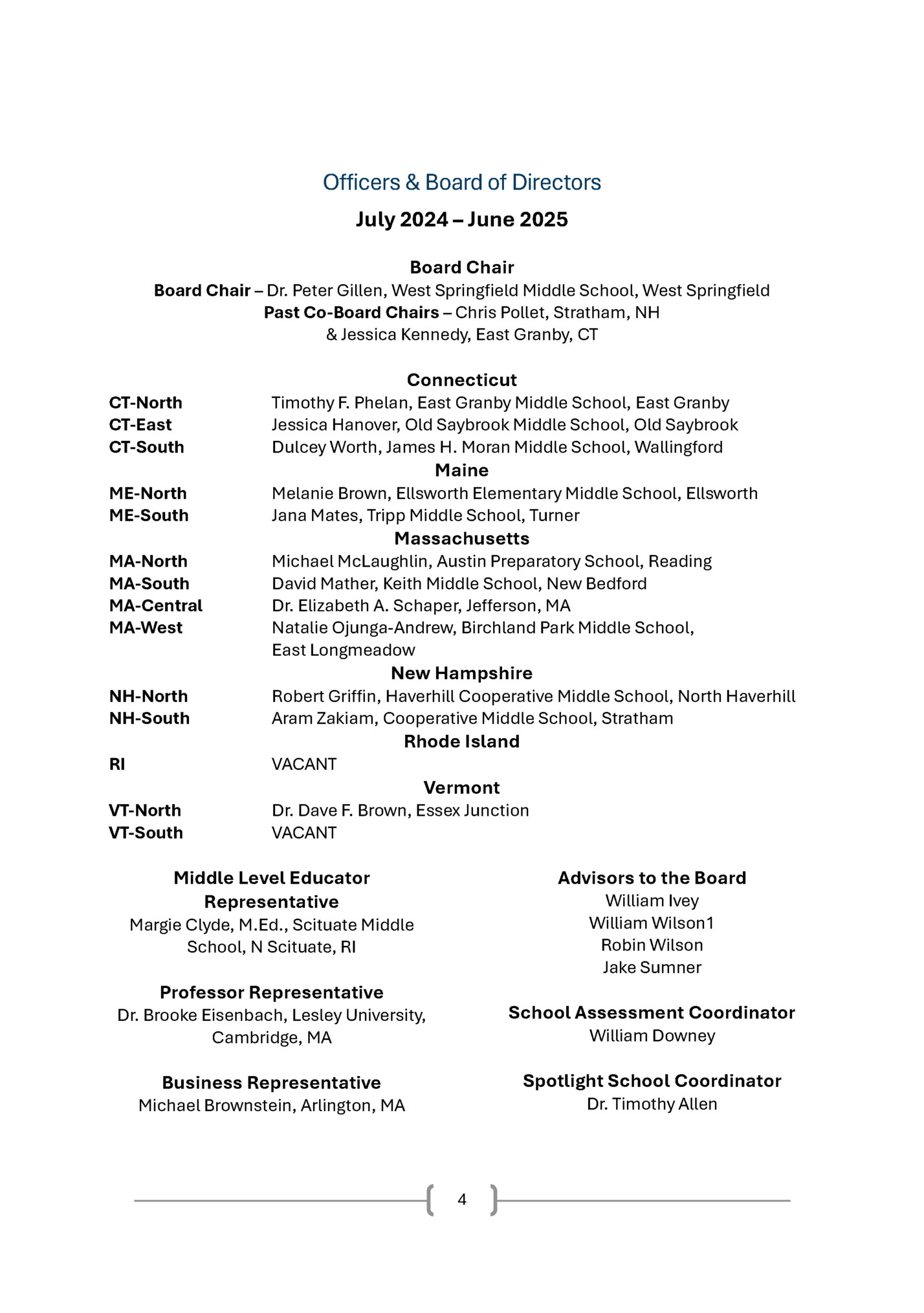 Officers & Board of Directors