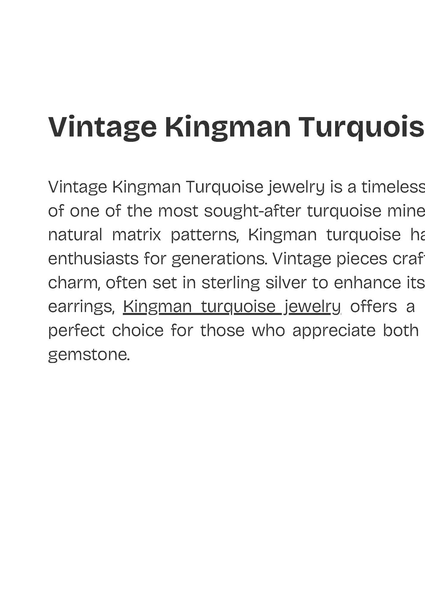 Vintage Kingman Turquoise Jewelry