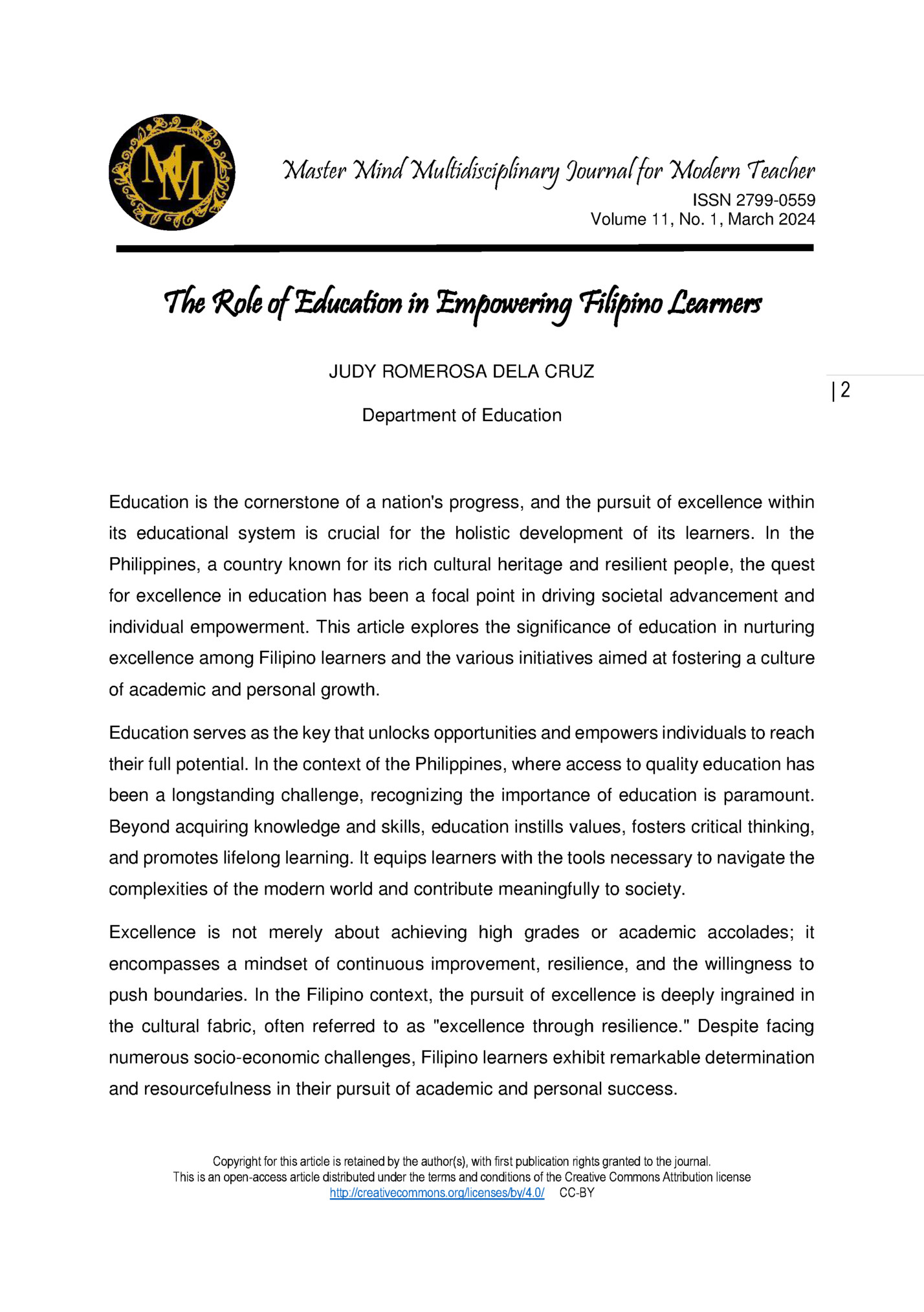 Master Mind Multidisciplinary Journal for Modern Teacher