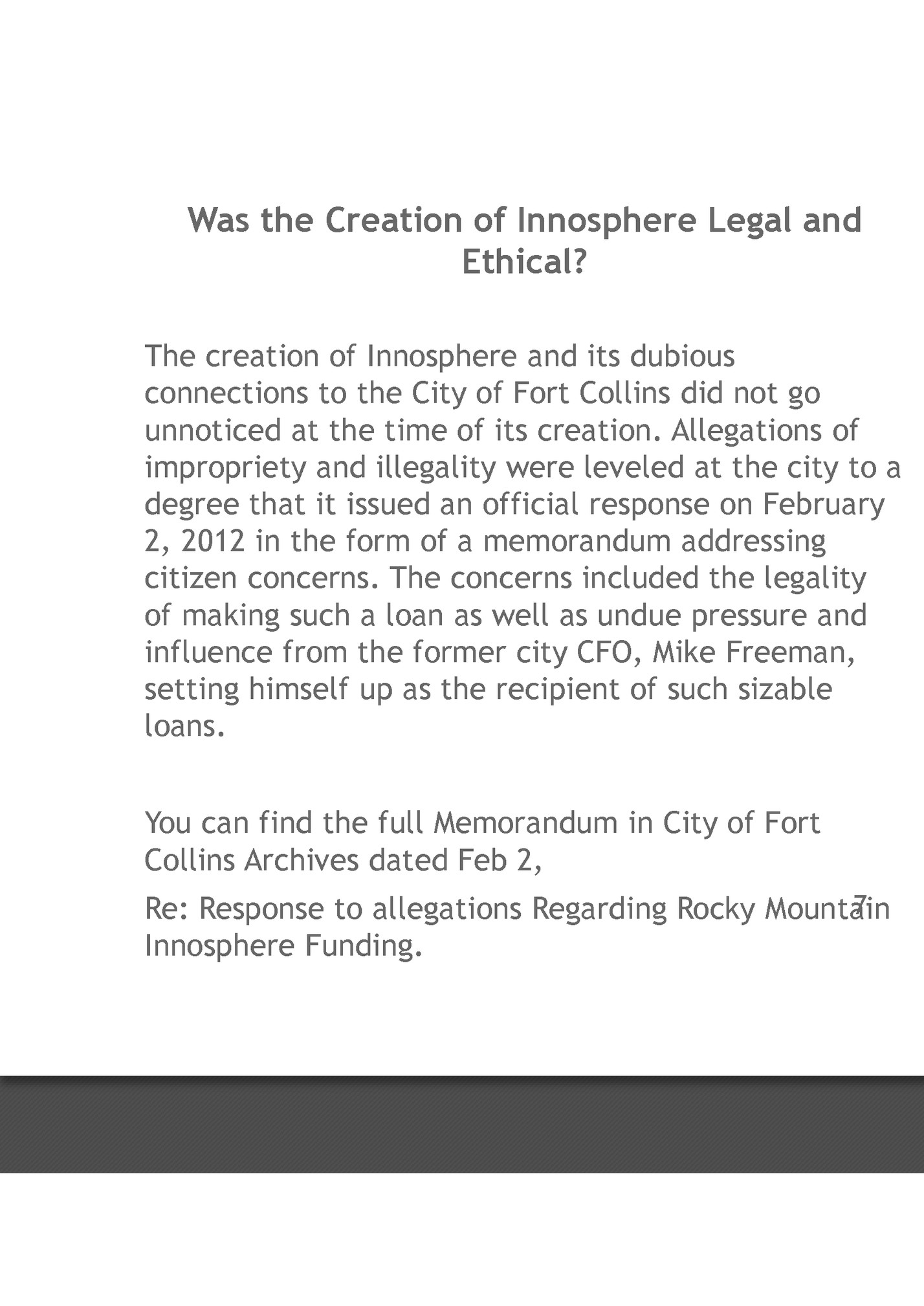 Was the Creation of Innosphere Legal and