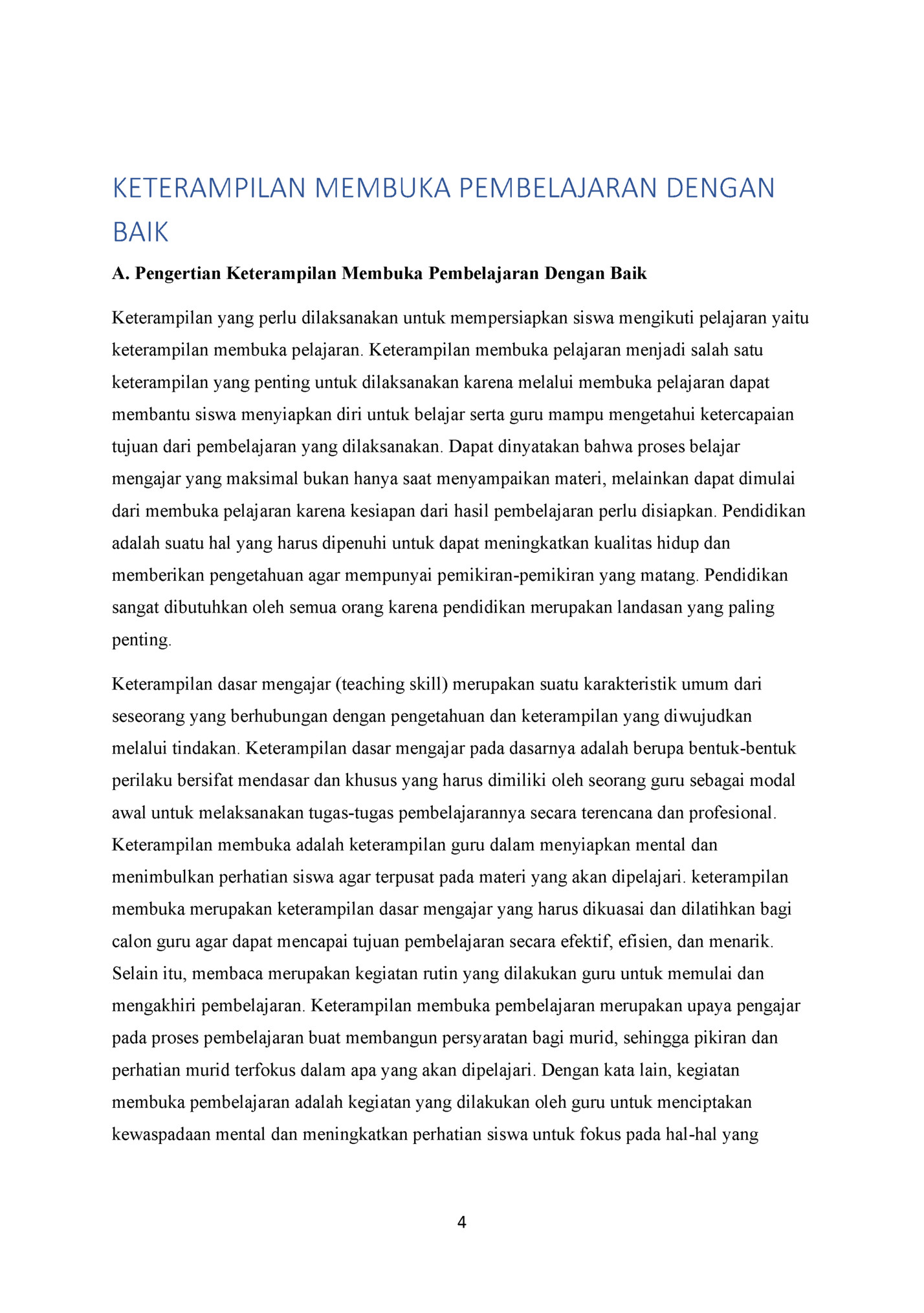 KETERAMPILAN MEMBUKA PEMBELAJARAN DENGAN
