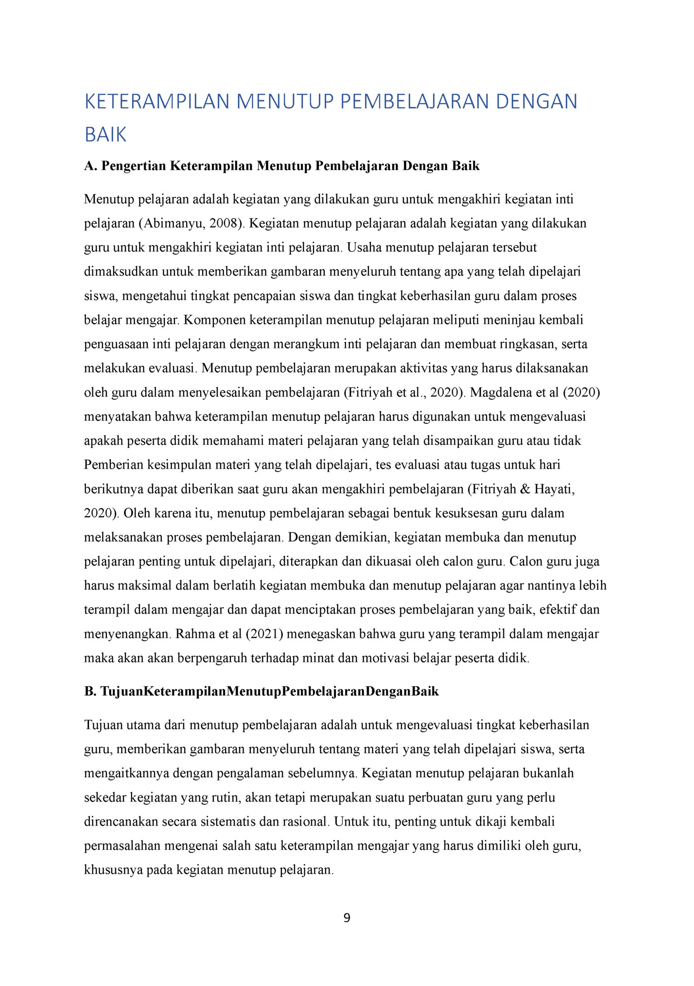 KETERAMPILAN MENUTUP PEMBELAJARAN DENGAN